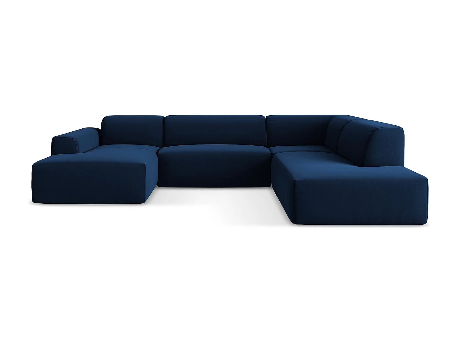 Canapé panoramique 5 places droit en velours - bleu royal - KELI