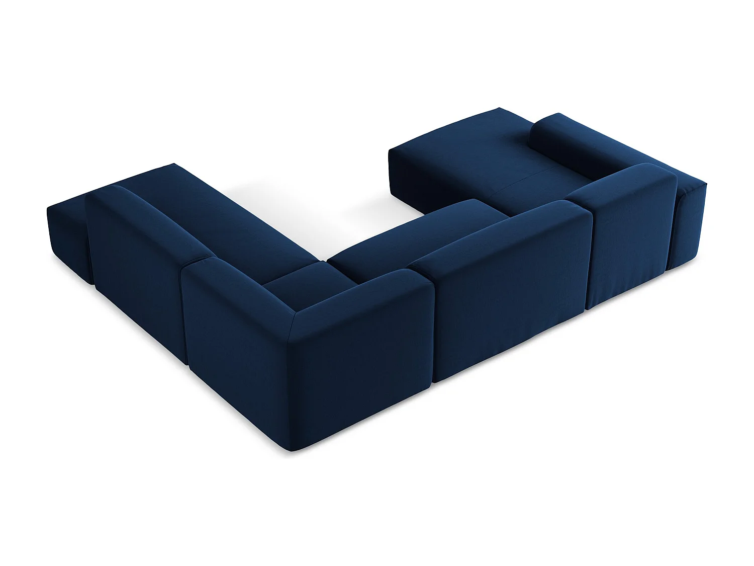 Canapé panoramique 5 places droit en velours - bleu royal - KELI