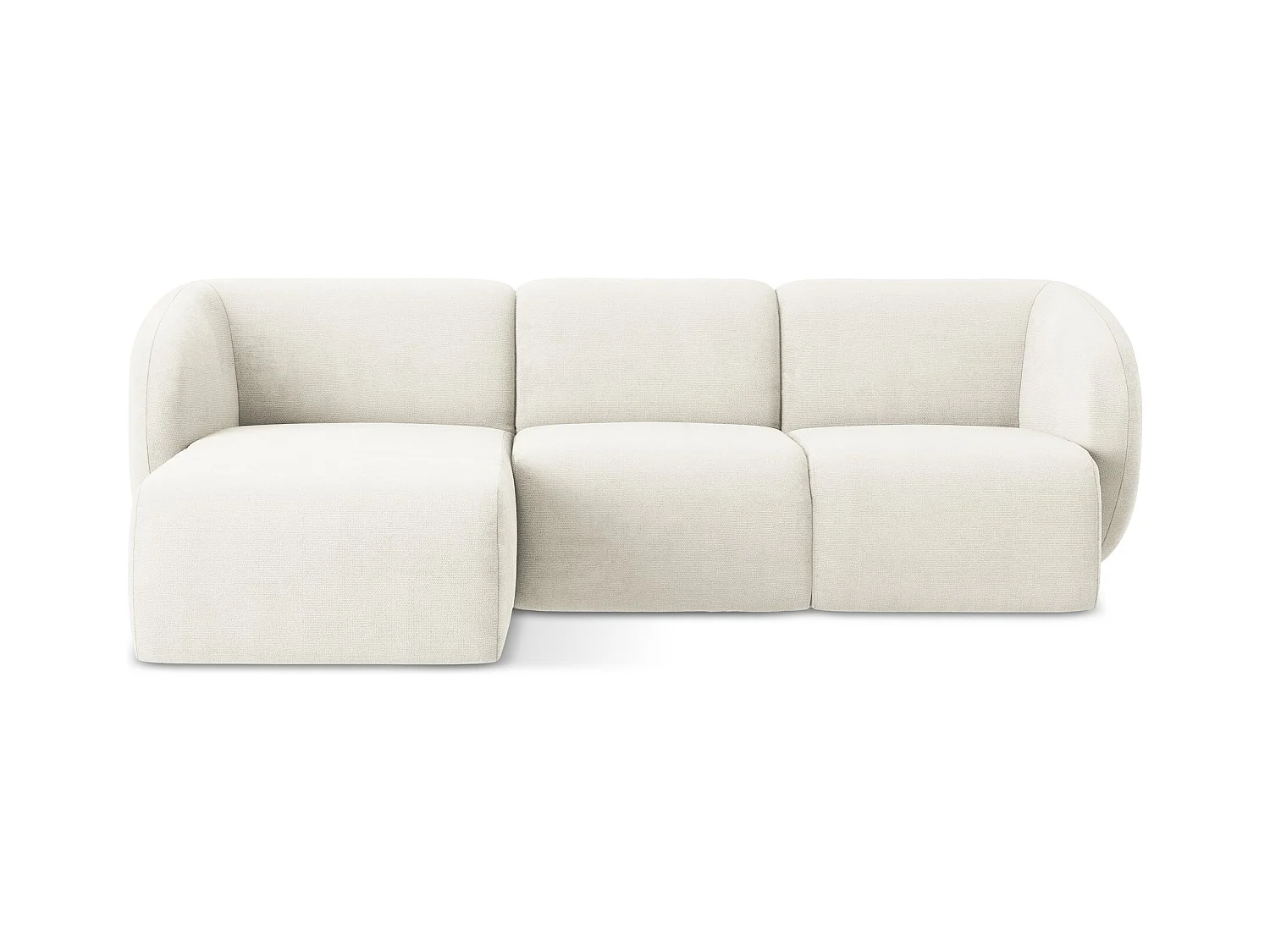 Modulaire hoekbank links van wit chenille stof - LANI