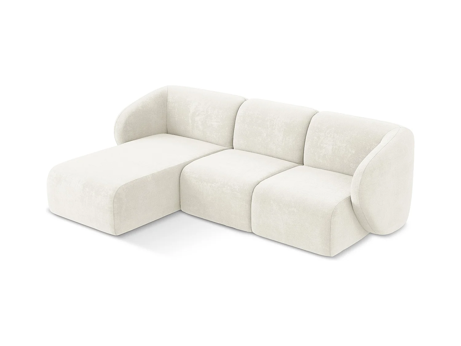 Modulaire hoekbank links van wit chenille stof - LANI