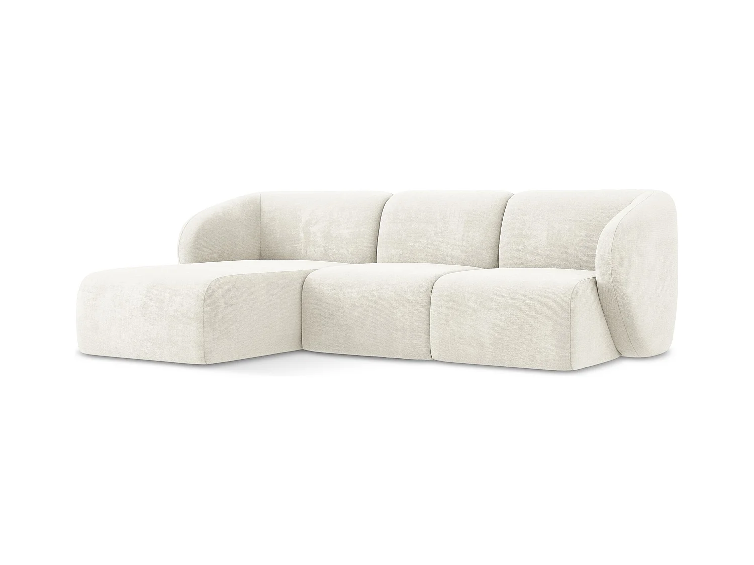 3-Sitzer Modulares Ecksofa - Ecke Links - Chenille - Weiß - LANI