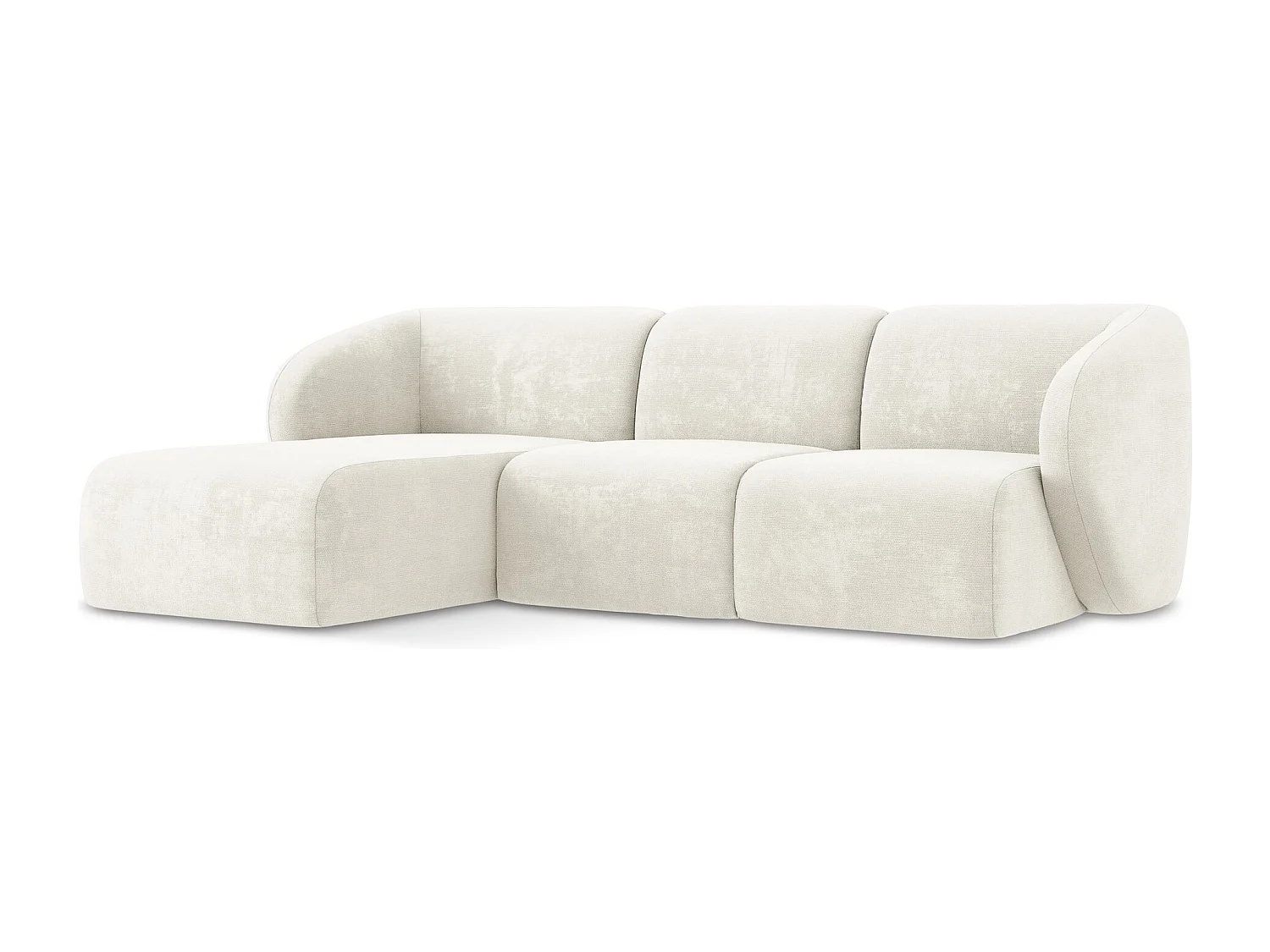 Modulaire hoekbank links van wit chenille stof - LANI