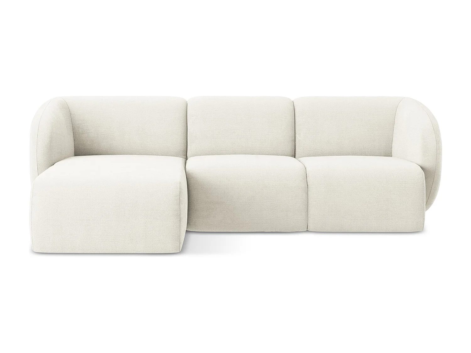 Modulaire hoekbank links van wit chenille stof - LANI