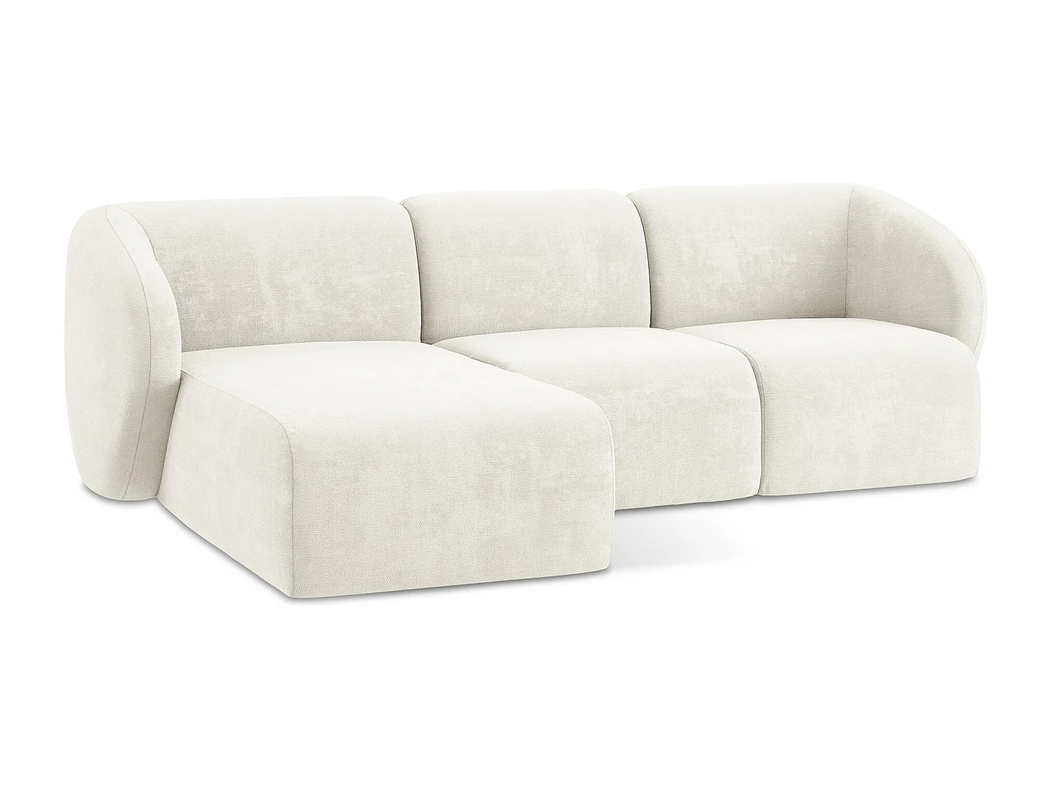 Canapé d'angle 3 places modulaire gauche en tissu chenille - blanc - LANI