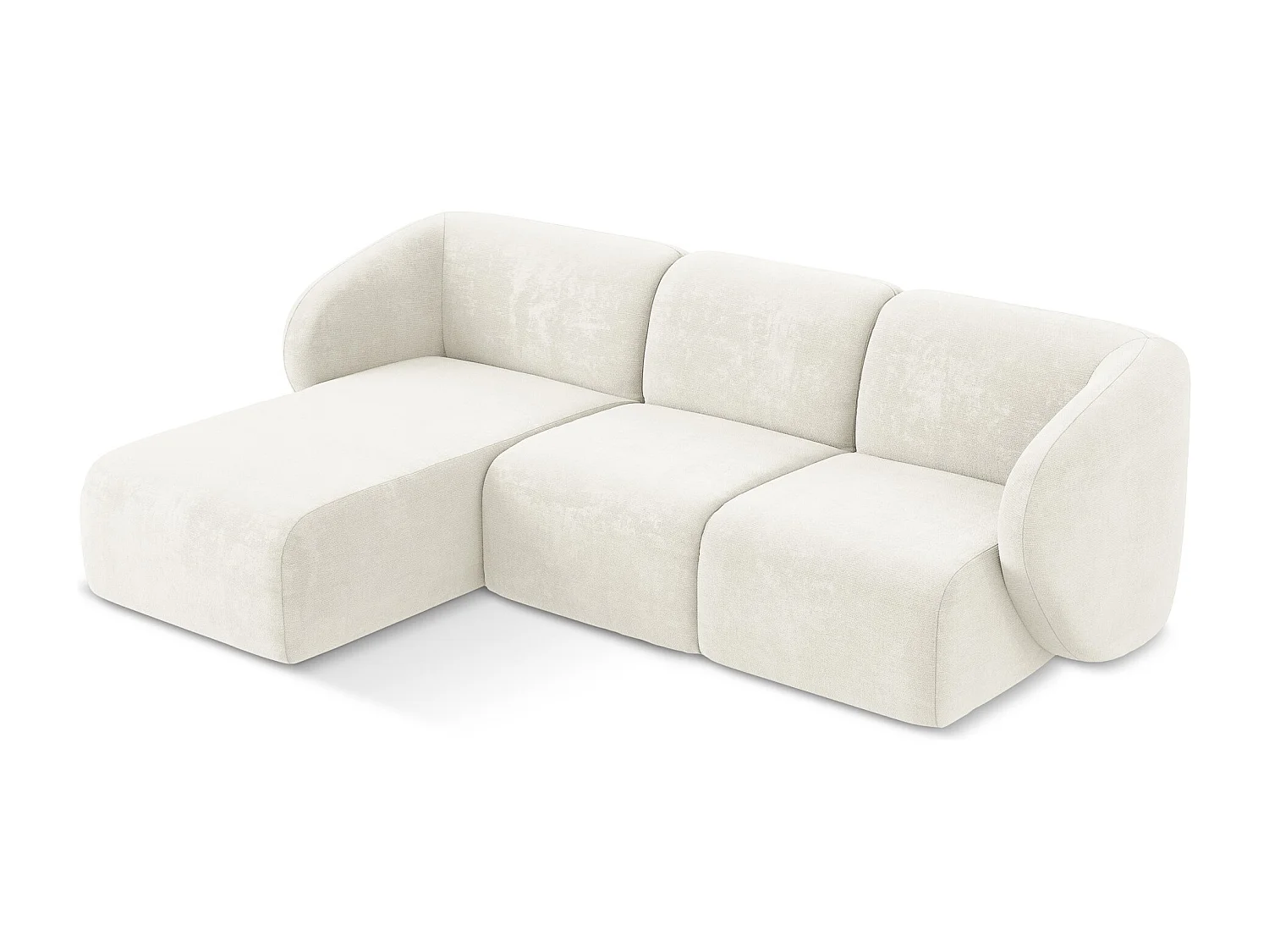 Canapé d'angle 3 places modulaire gauche en tissu chenille - blanc - LANI