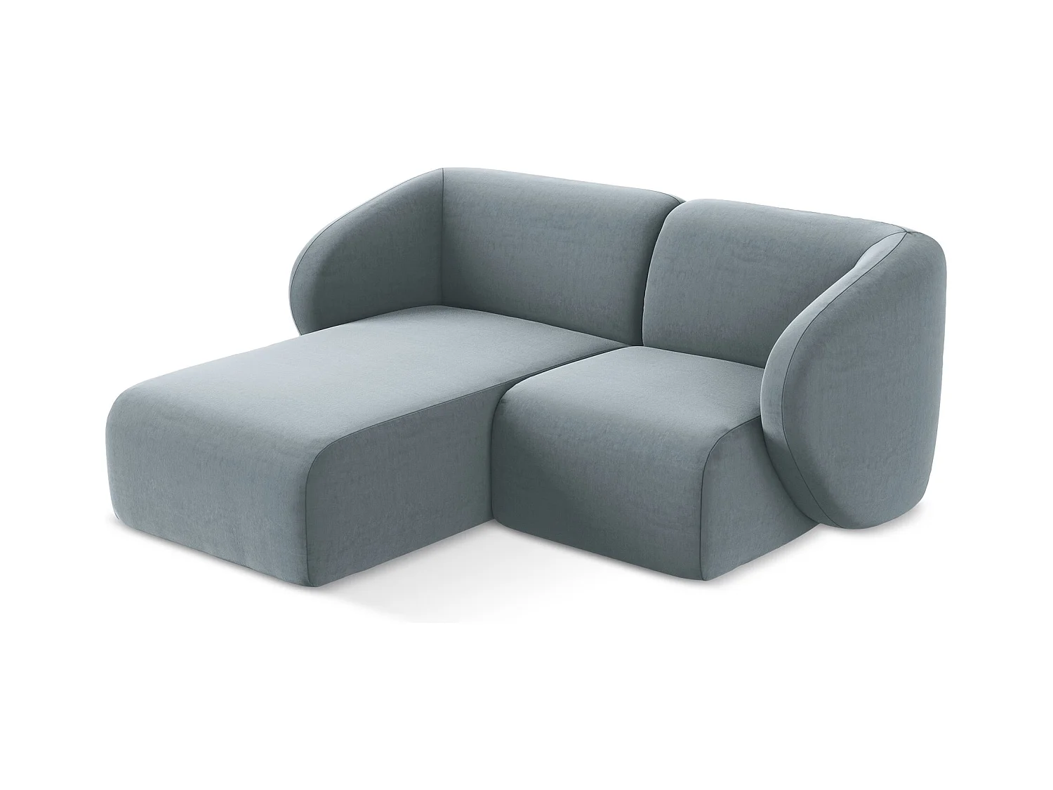 2,5-Sitzer Modulares Ecksofa - Ecke Links - Samt - Hellblau - LANI