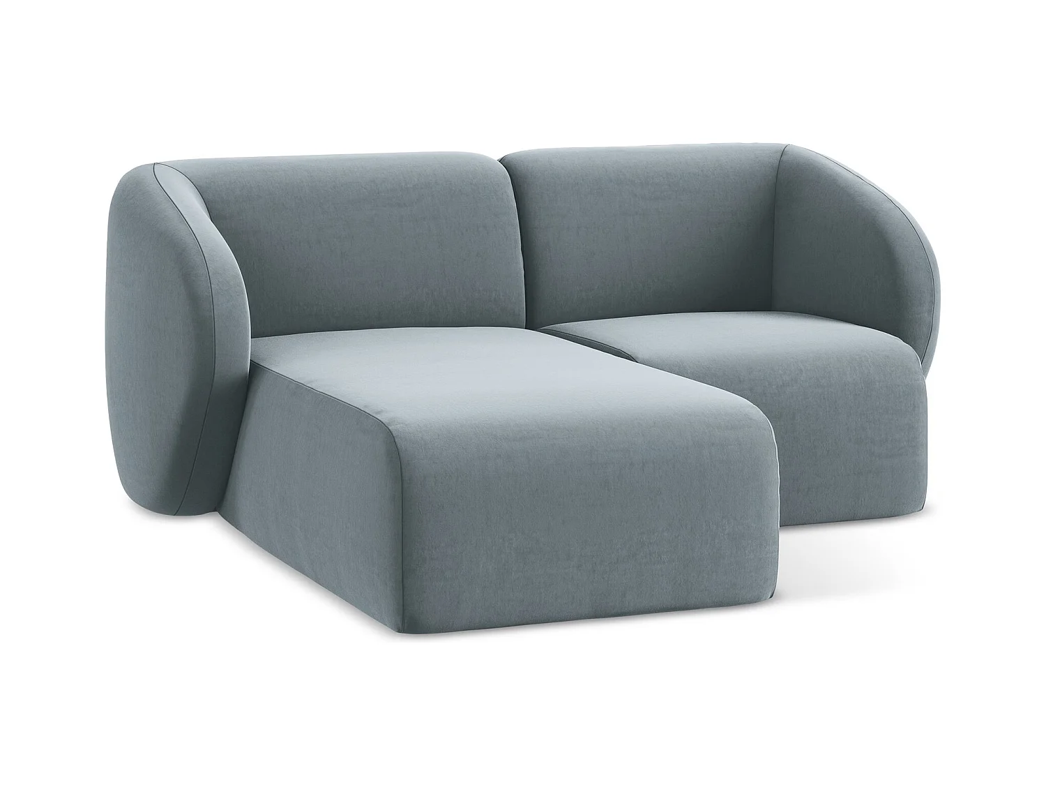 Modulaire hoekbank links van lichtblauw velours - LANI