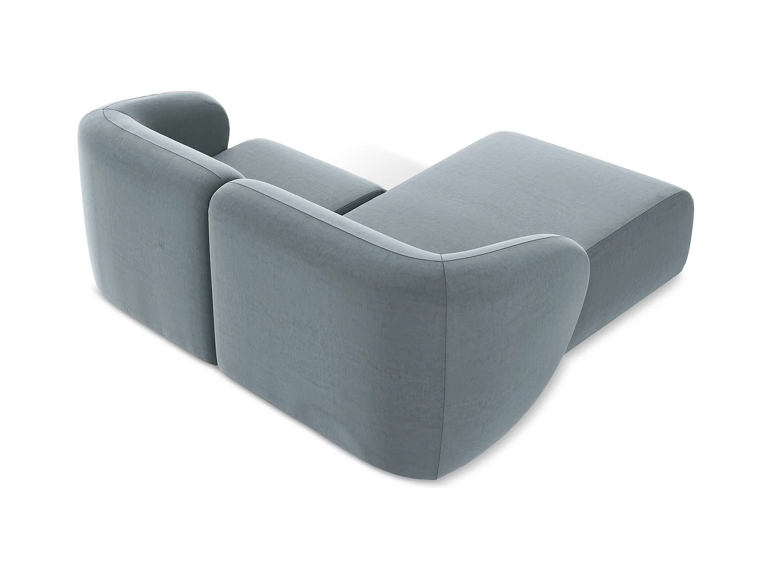 Modulaire hoekbank links van lichtblauw velours - LANI