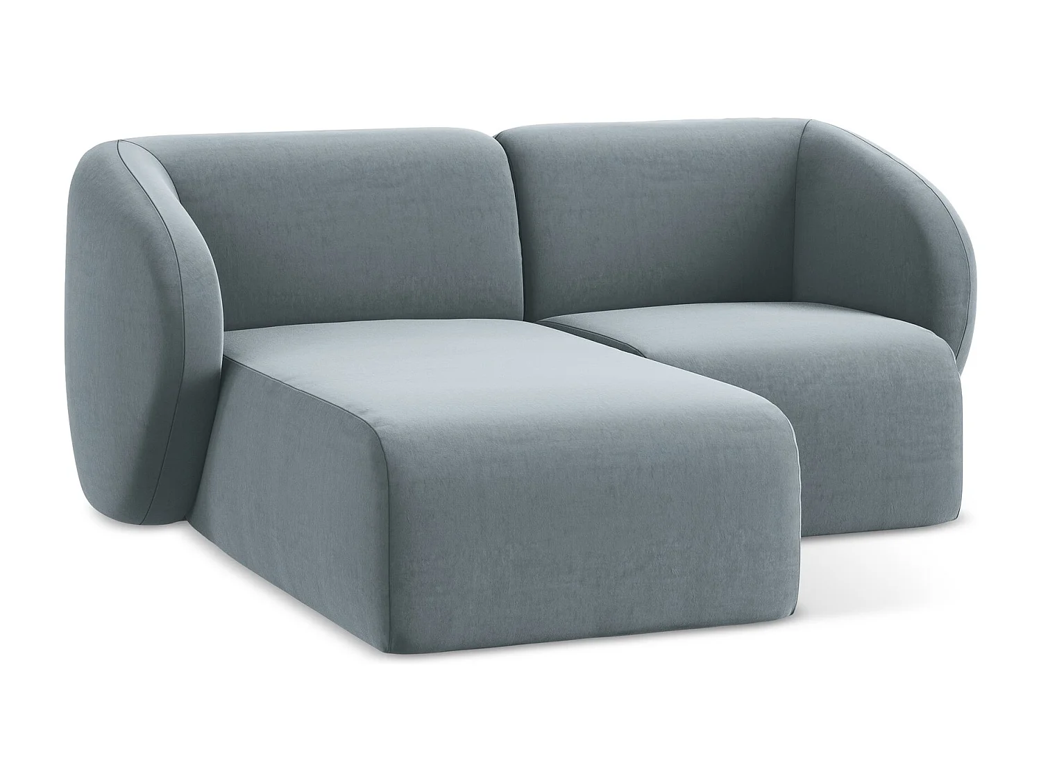 Modulaire hoekbank links van lichtblauw velours - LANI