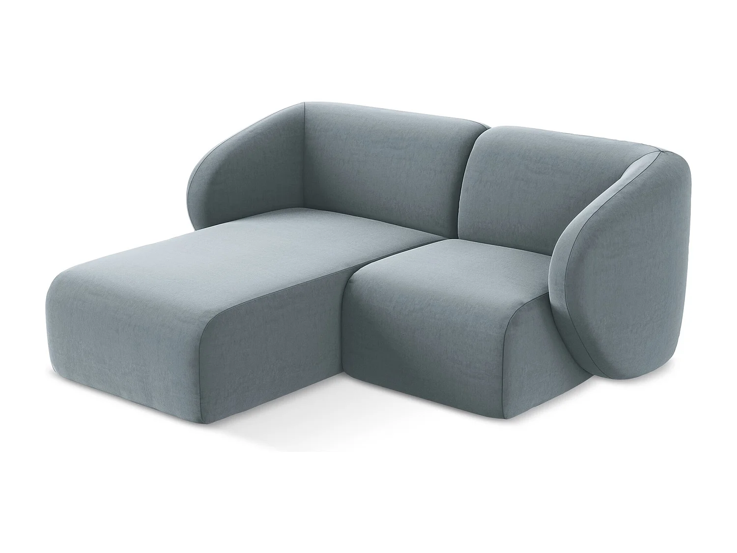 Modulaire hoekbank links van lichtblauw velours - LANI