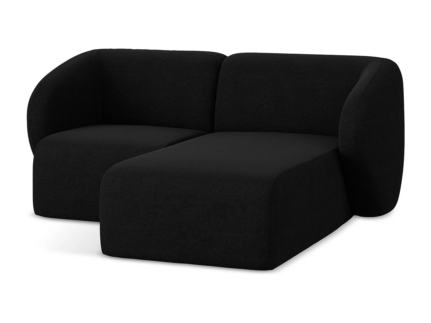 Modulaire hoekbank rechts van zwart bouclé - LANI