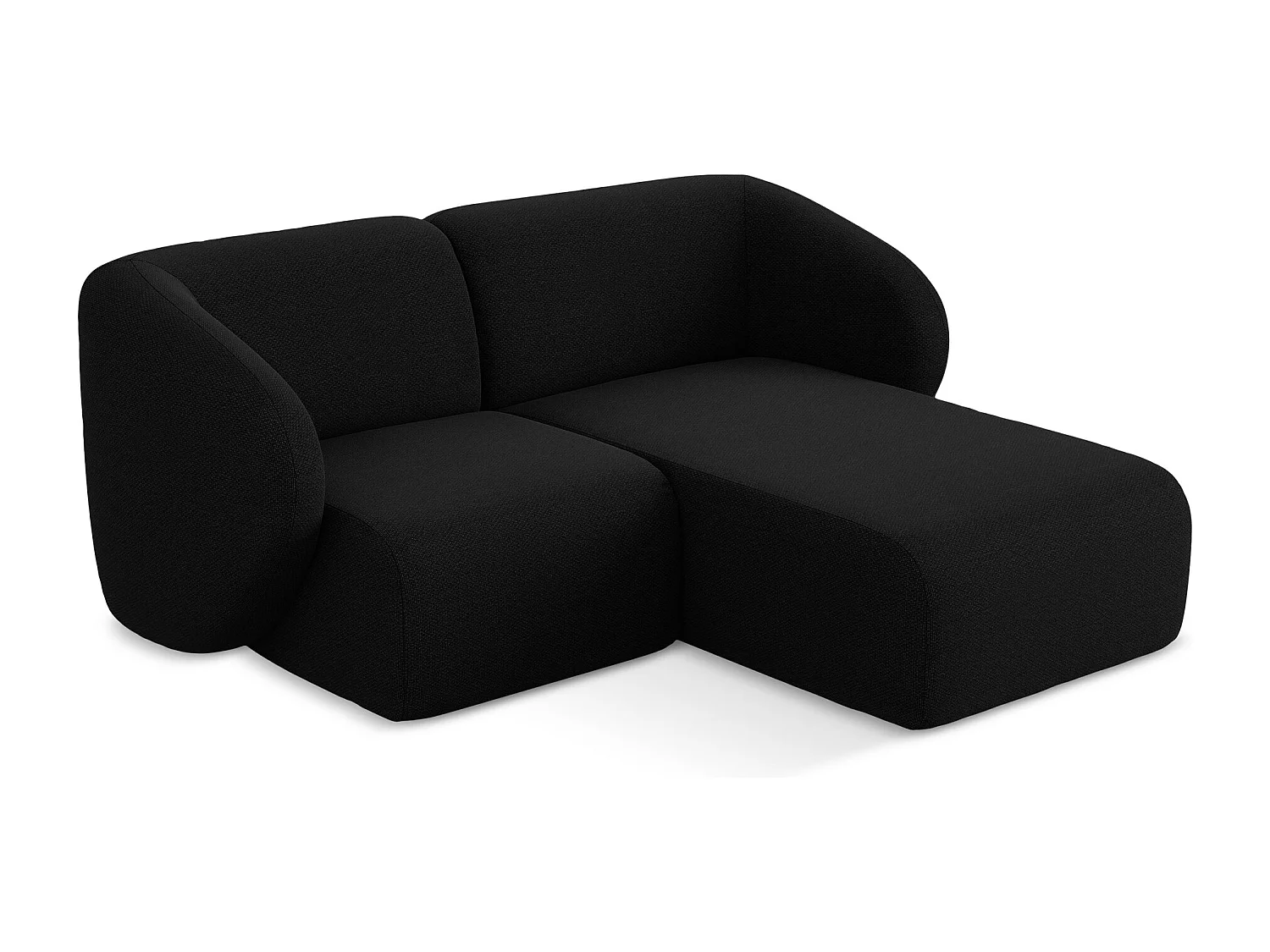 Modulaire hoekbank rechts van zwart bouclé - LANI