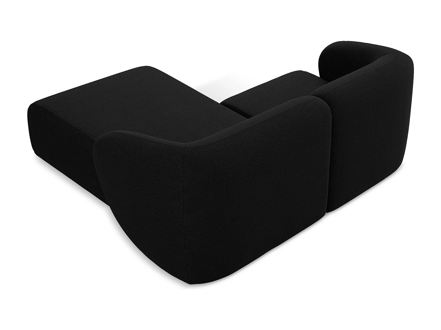 Modulaire hoekbank rechts van zwart bouclé - LANI