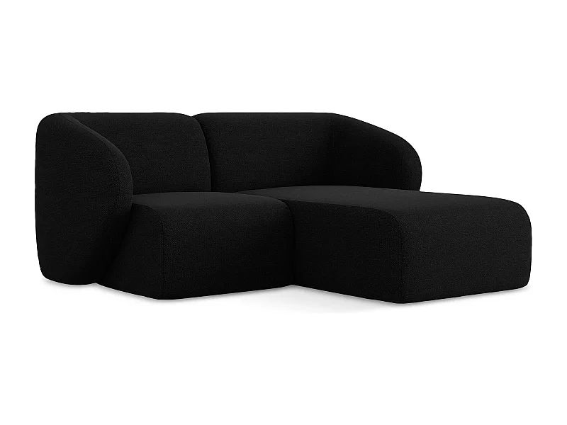 Canapé d'angle 2,5 places modulaire droit en tissu bouclette - noir - LANI