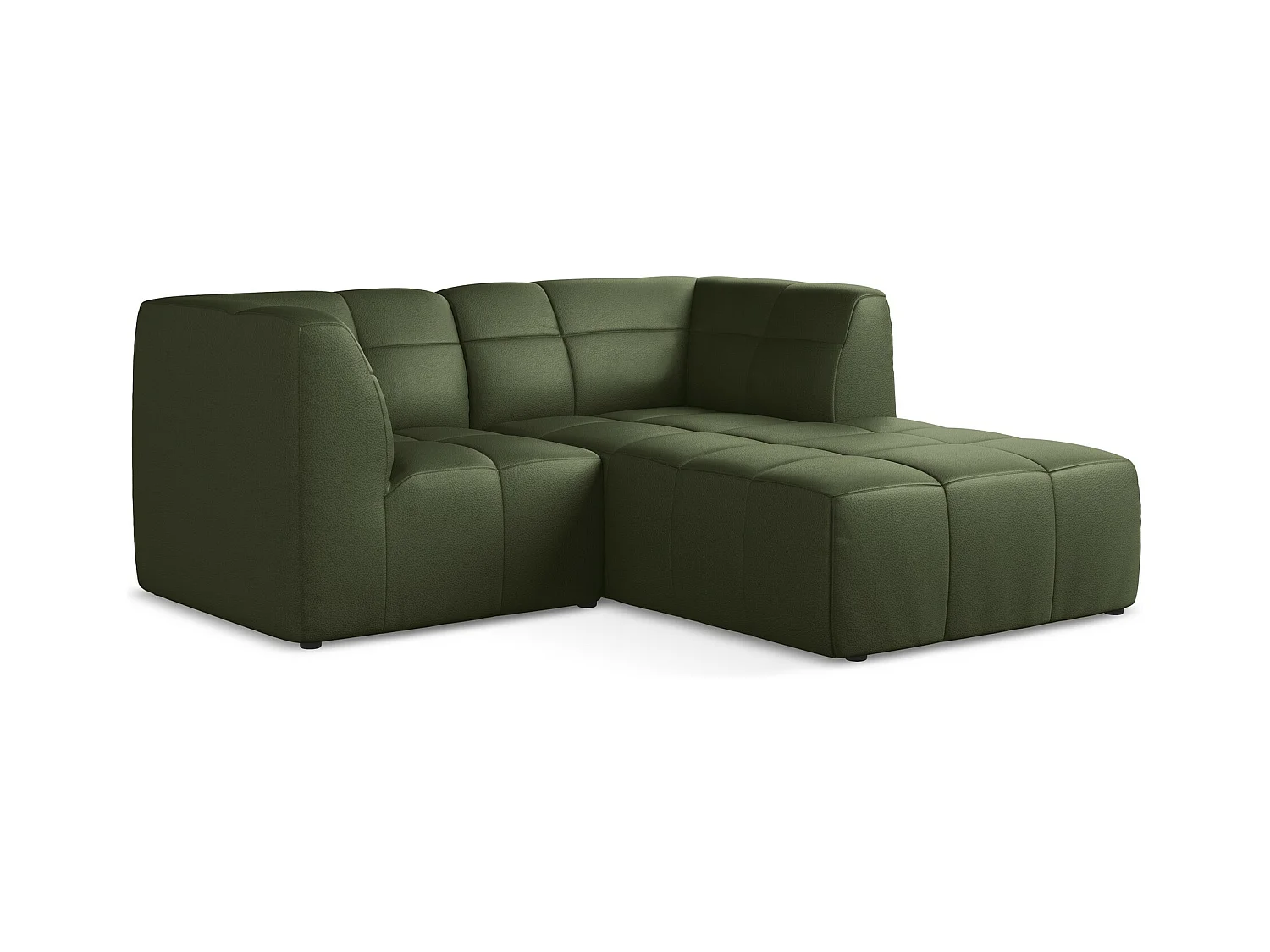 Canapé d'angle 2,5 places modulaire droit en similicuir - vert - ALOHA