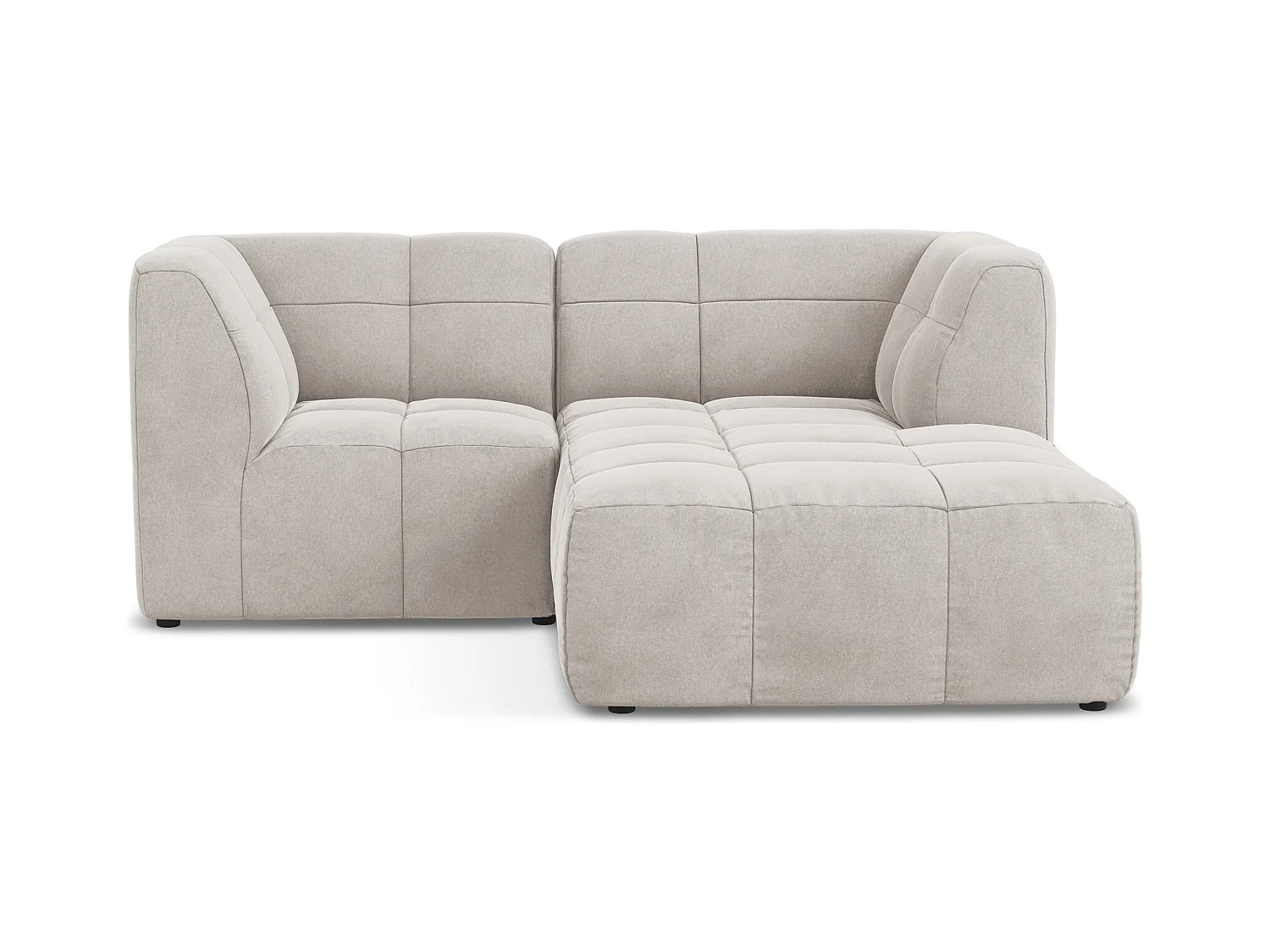 Canapé d'angle 2,5 places modulaire droit en velours - beige clair - ALOHA