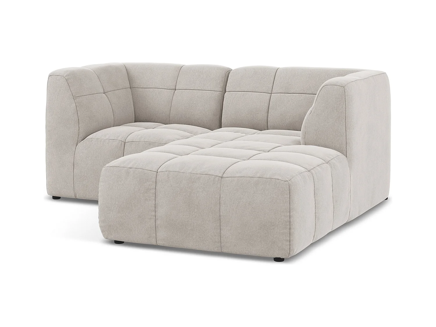 Canapé d'angle 2,5 places modulaire droit en velours - beige clair - ALOHA