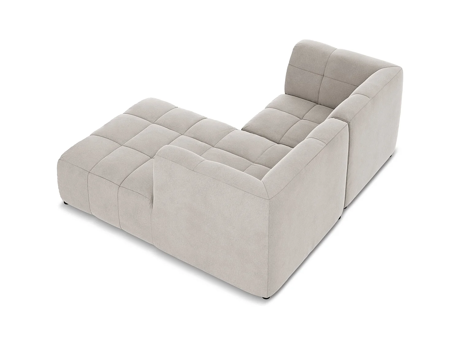 Canapé d'angle 2,5 places modulaire droit en velours - beige clair - ALOHA