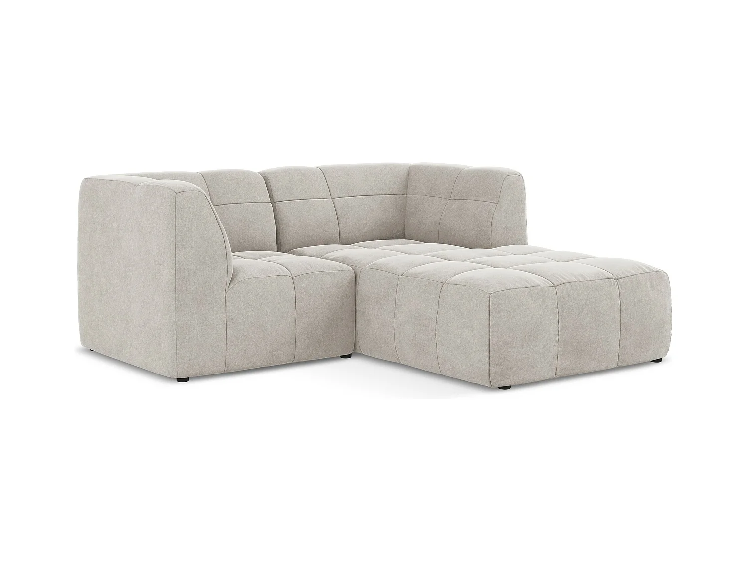 2,5-Sitzer Modulares Ecksofa - Ecke Rechts - Samt - Hell beige - ALOHA