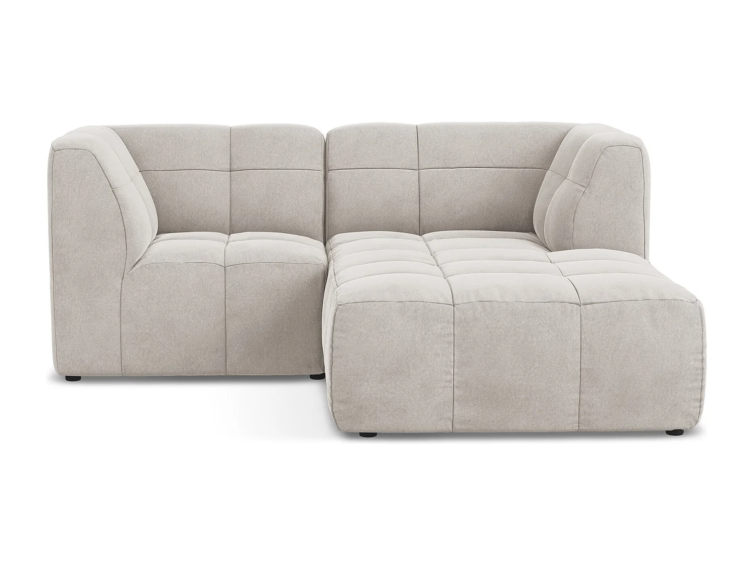 Canapé d'angle 2,5 places modulaire droit en velours - beige clair - ALOHA