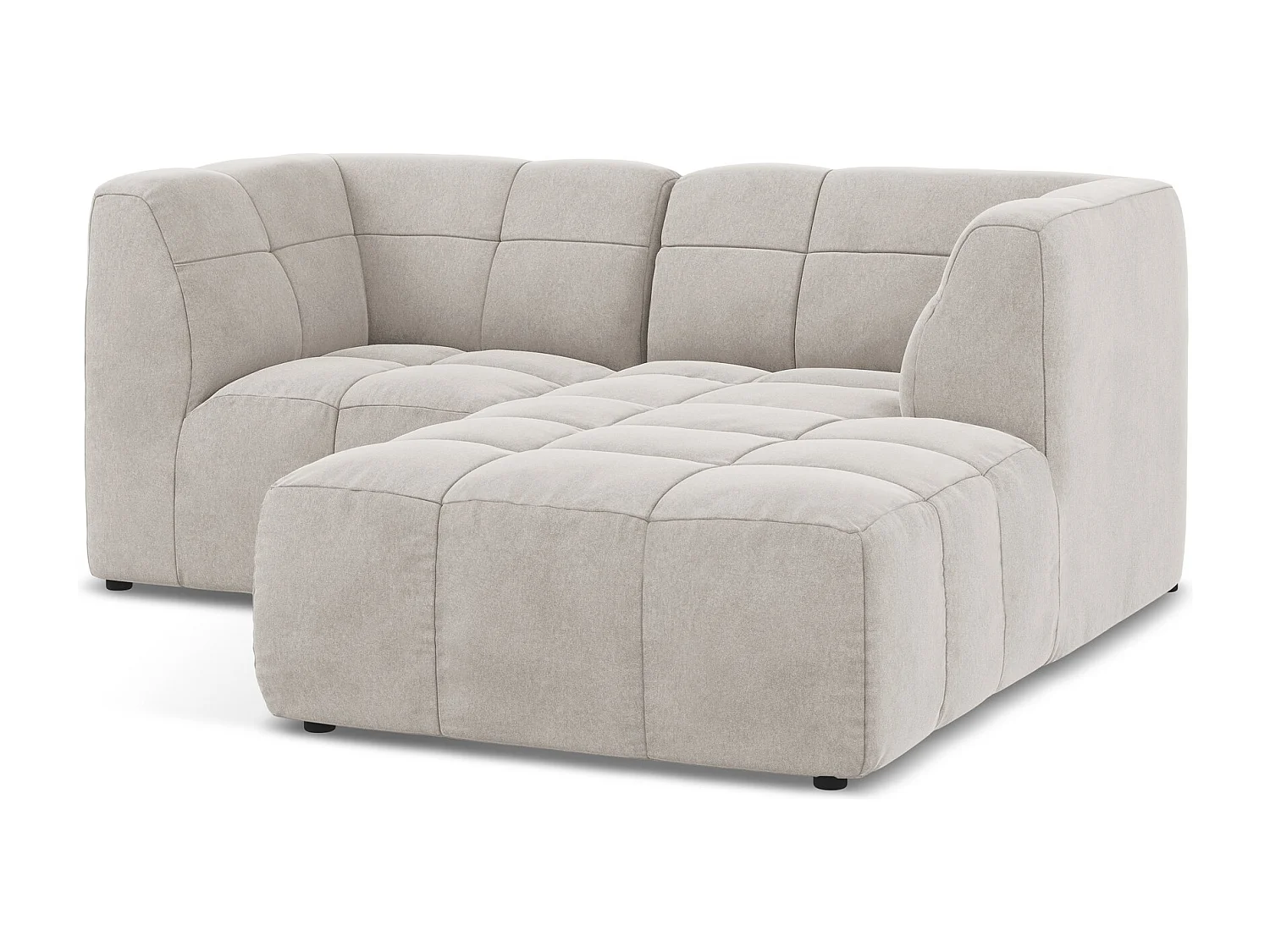 Canapé d'angle 2,5 places modulaire droit en velours - beige clair - ALOHA