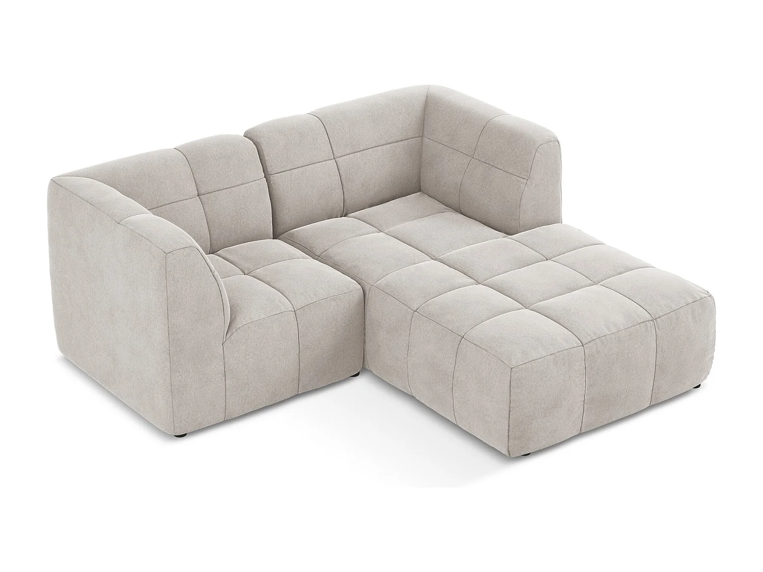 Canapé d'angle 2,5 places modulaire droit en velours - beige clair - ALOHA