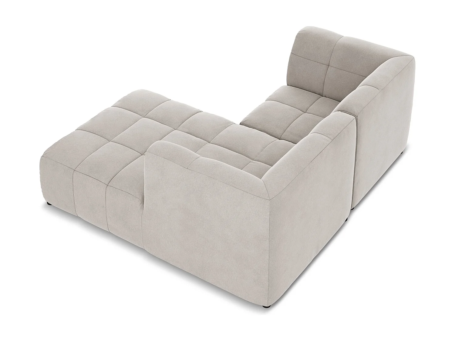 Canapé d'angle 2,5 places modulaire droit en velours - beige clair - ALOHA