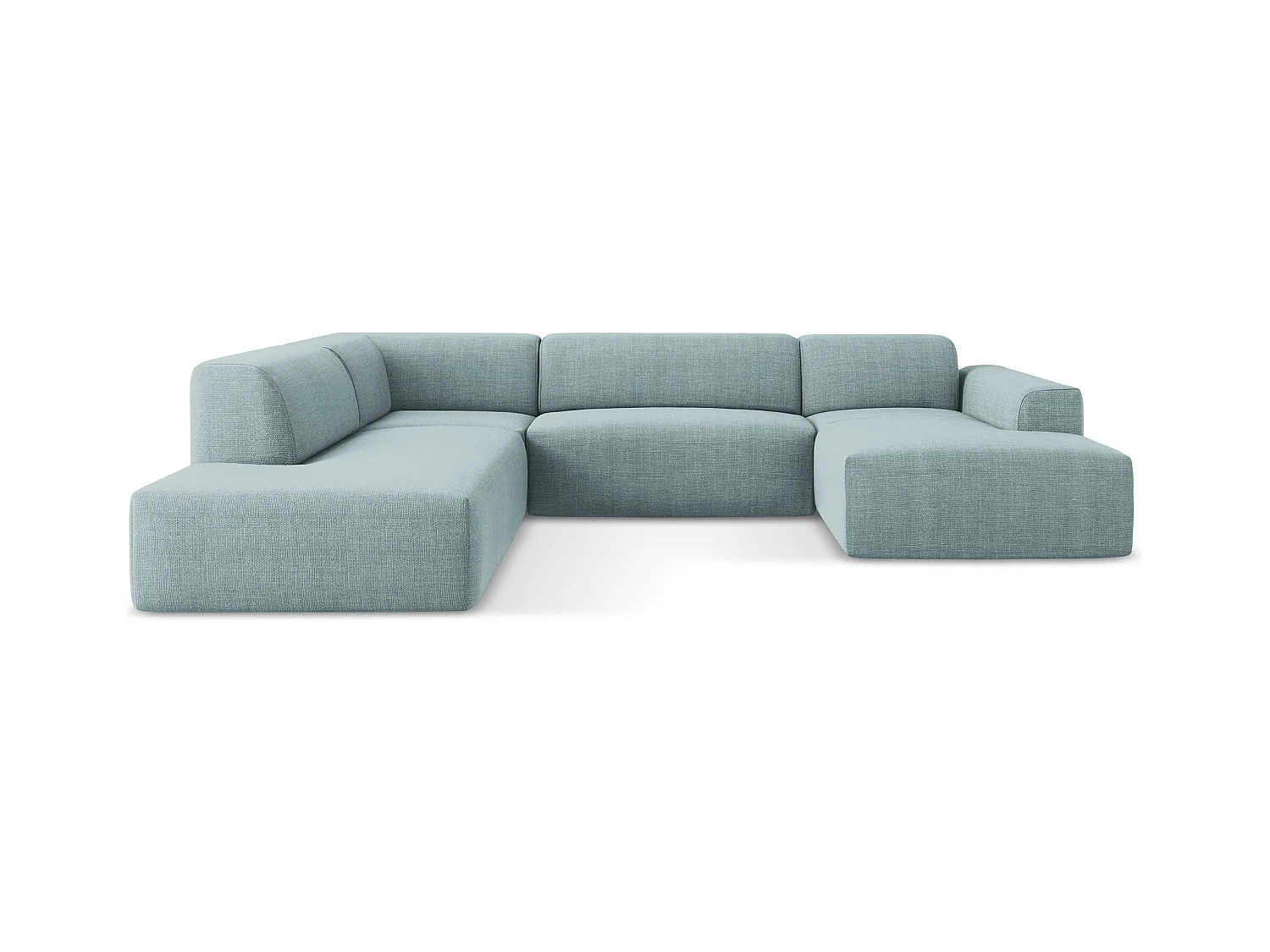 Panoramische hoekbank links van jeans textuurstof - KELI