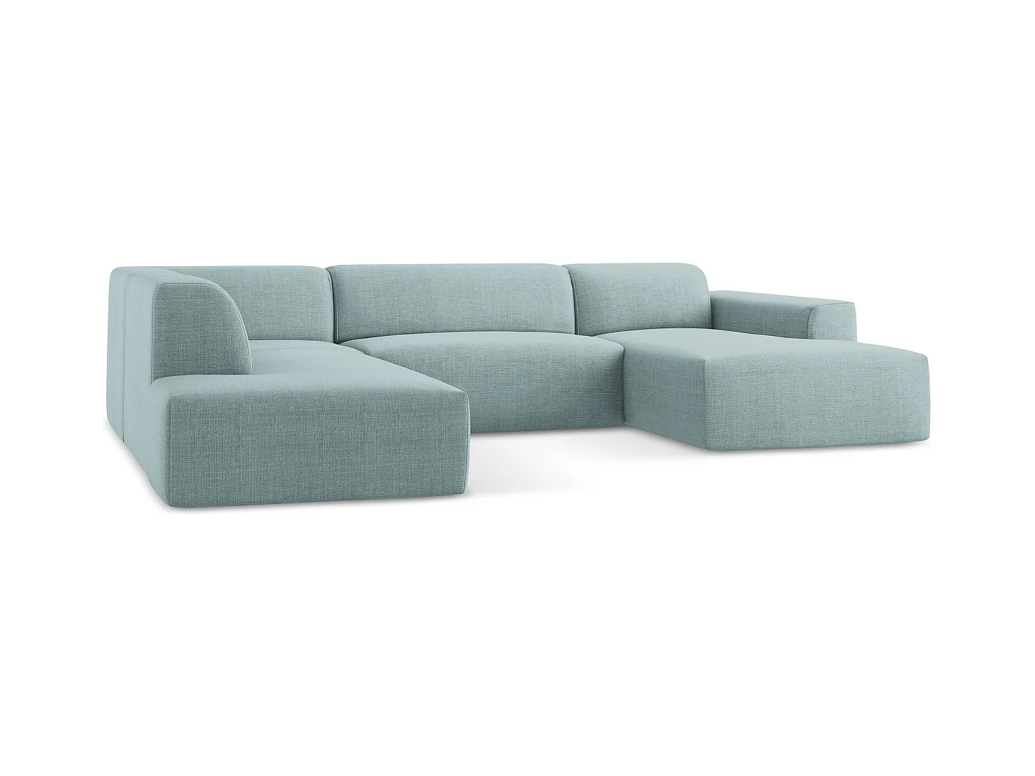 Panoramische hoekbank links van jeans textuurstof - KELI