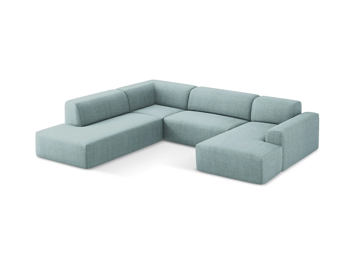 Panoramische hoekbank links van jeans textuurstof - KELI