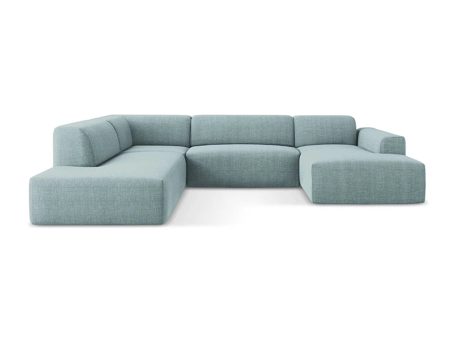 Canapé panoramique 5 places gauche en tissu texturé - jeans - KELI