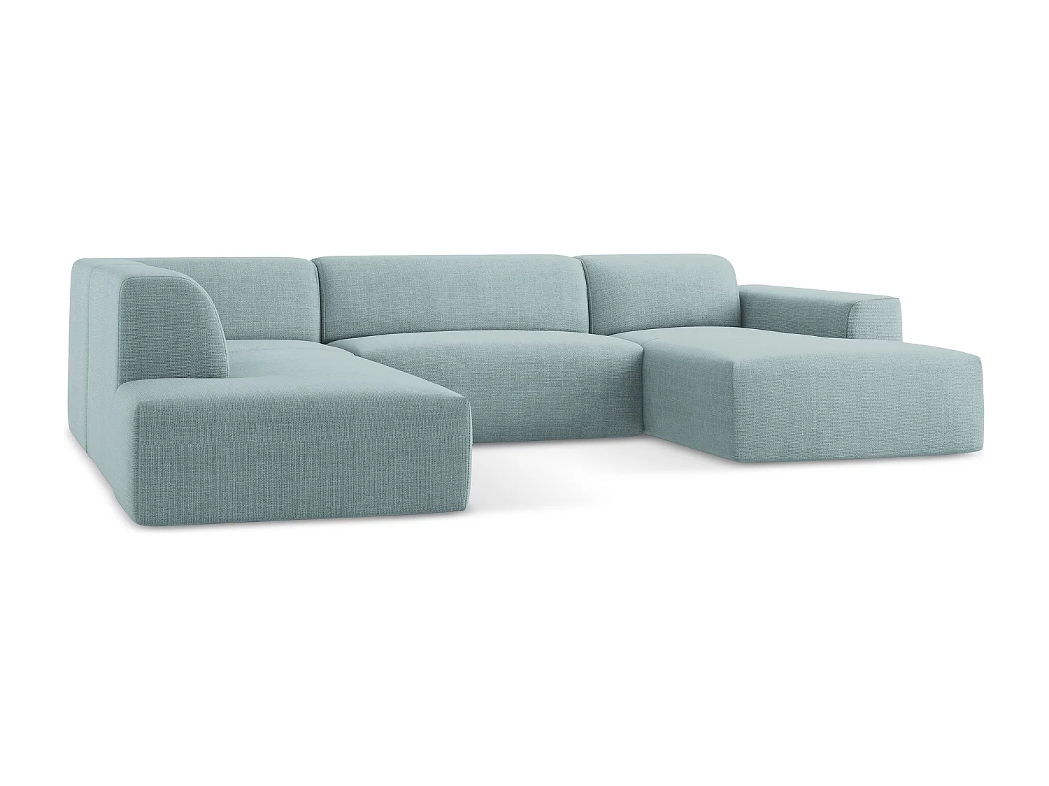 Canapé panoramique 5 places gauche en tissu texturé - jeans - KELI