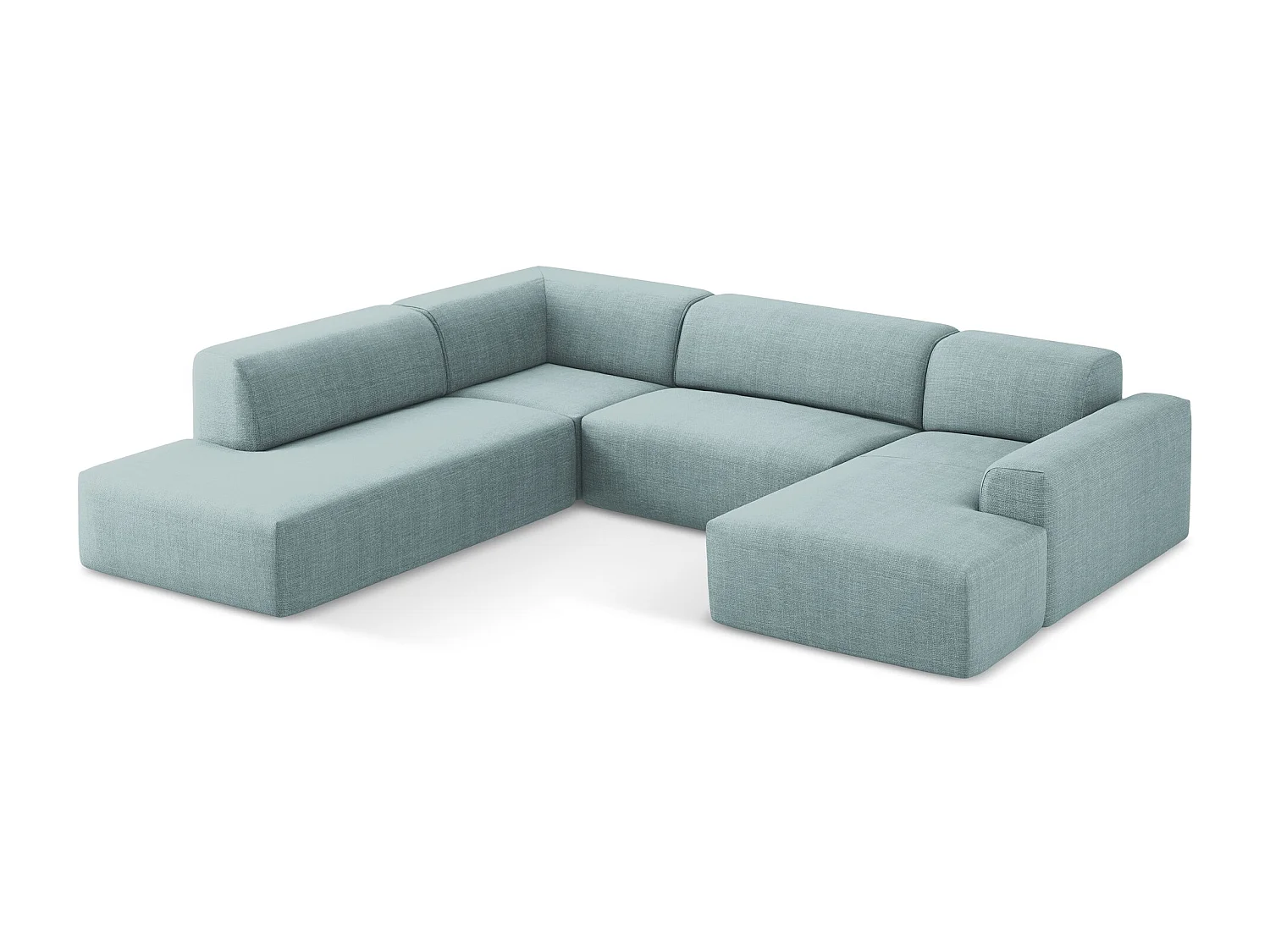 Canapé panoramique 5 places gauche en tissu texturé - jeans - KELI