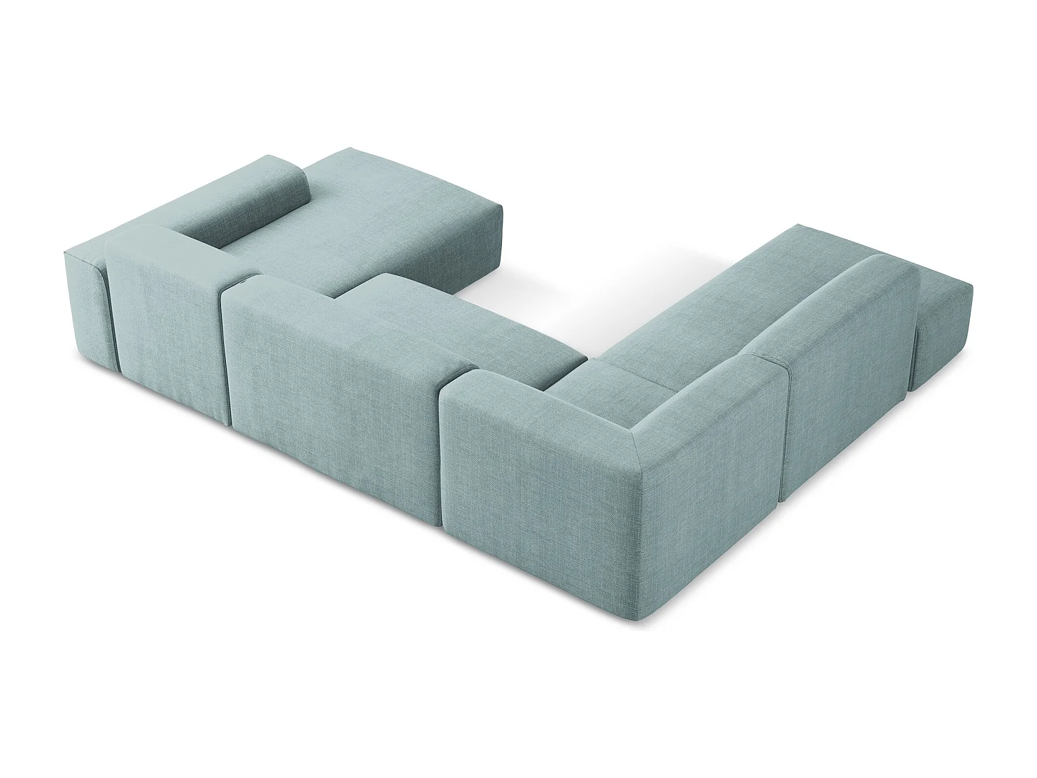 Canapé panoramique 5 places gauche en tissu texturé - jeans - KELI