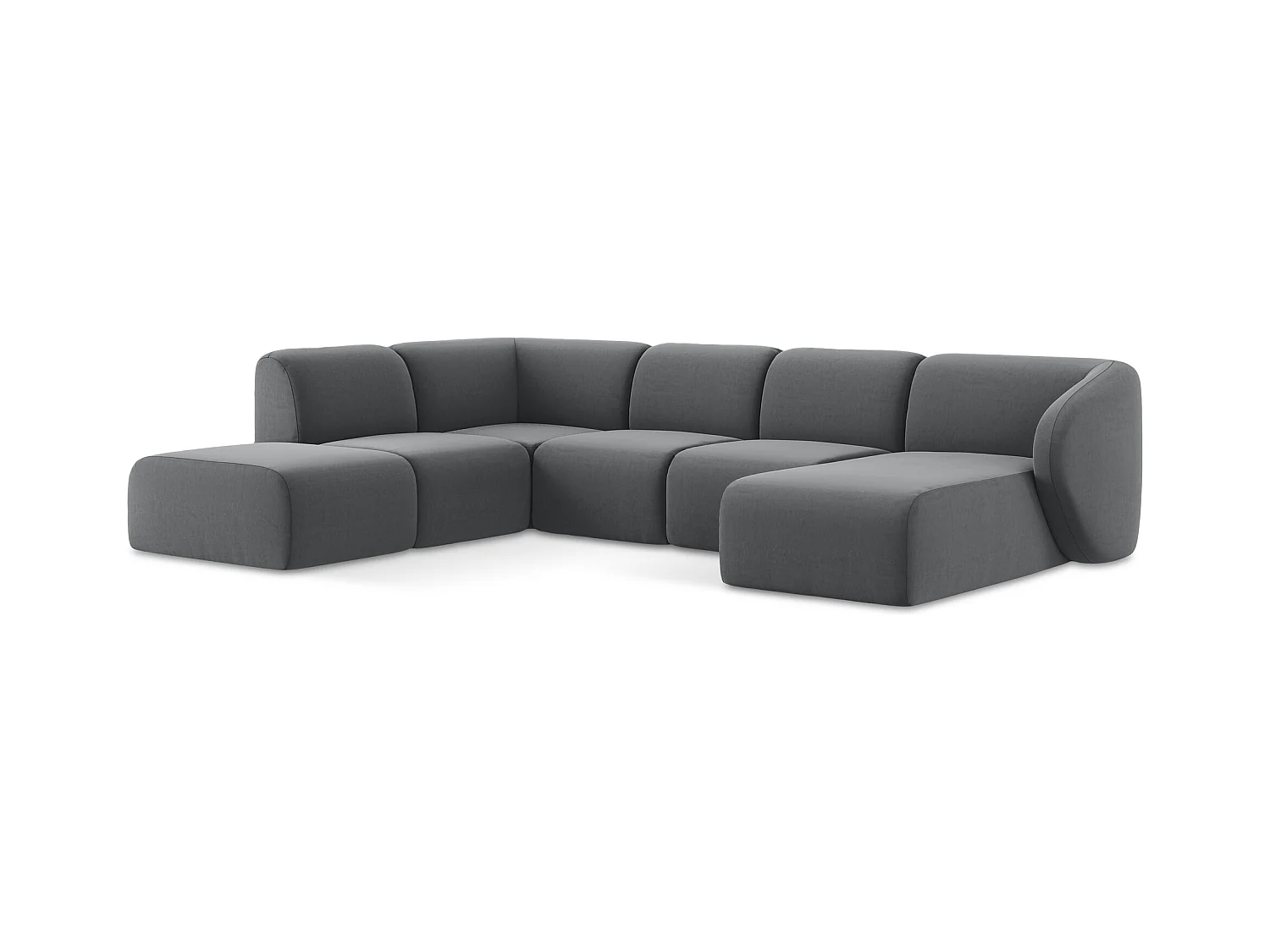 Große Wohnlandschaft Links - - Samt - Stahl - LANI