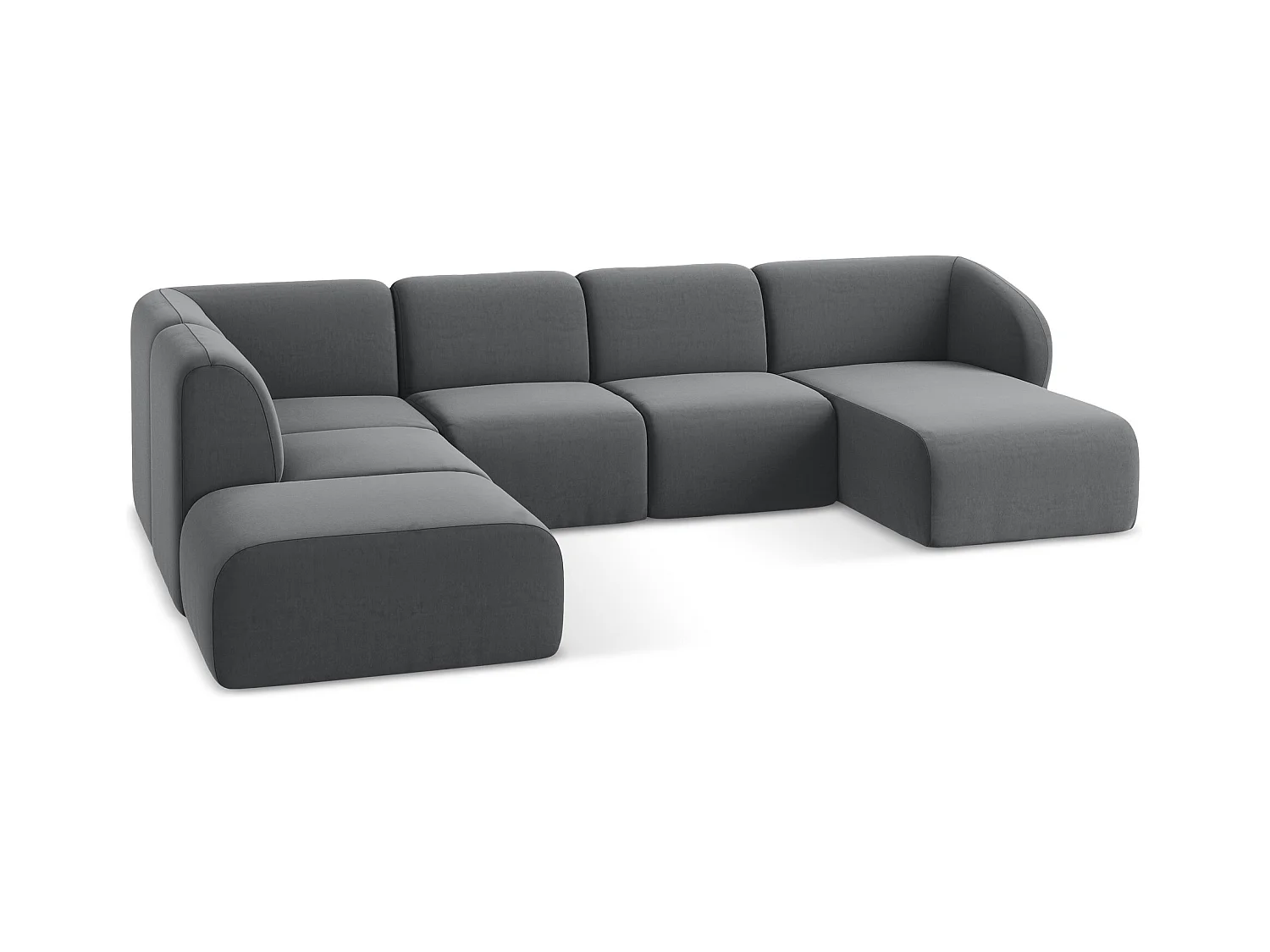 Große Wohnlandschaft Links - - Samt - Stahl - LANI