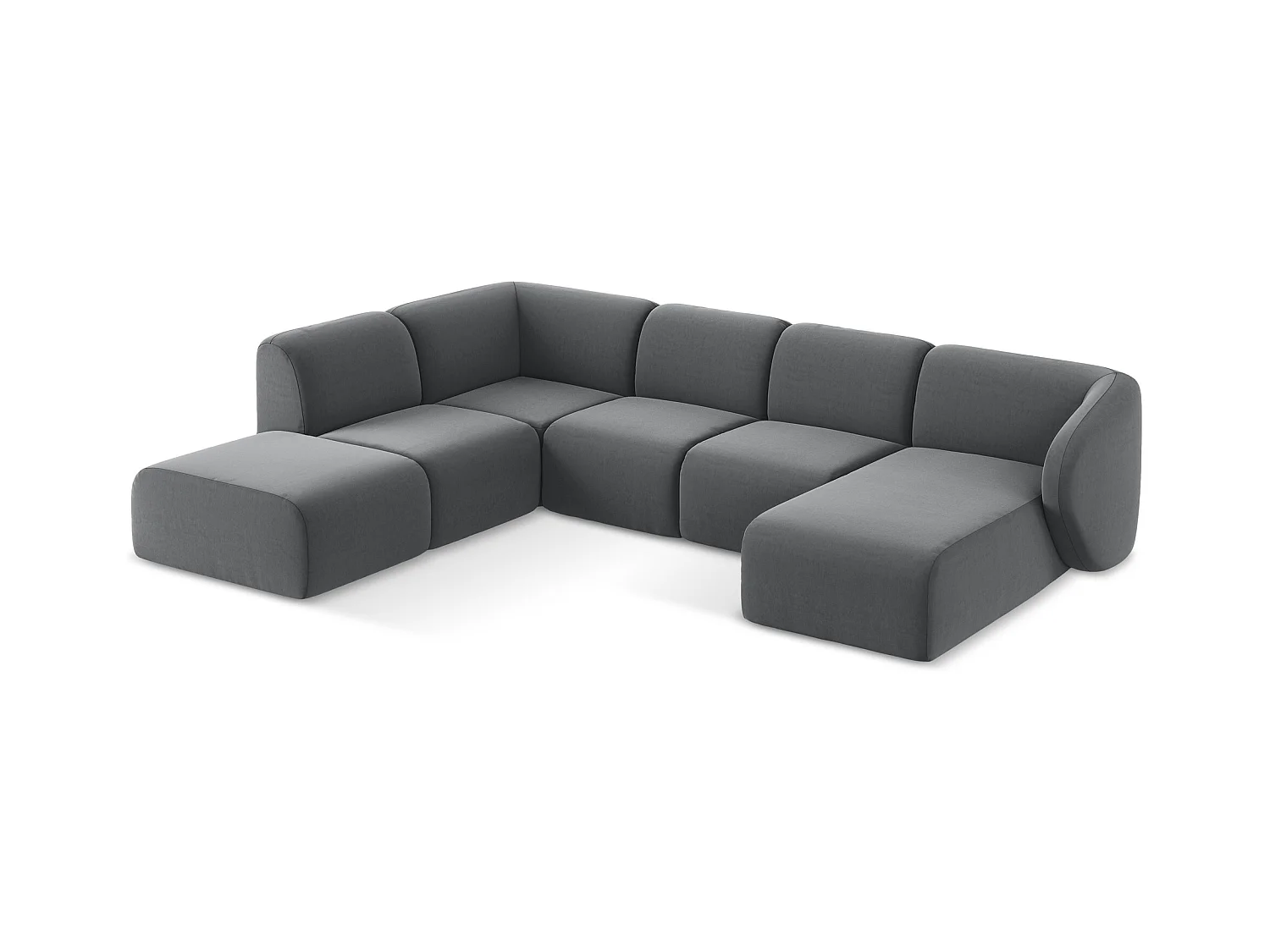 Große Wohnlandschaft Links - - Samt - Stahl - LANI