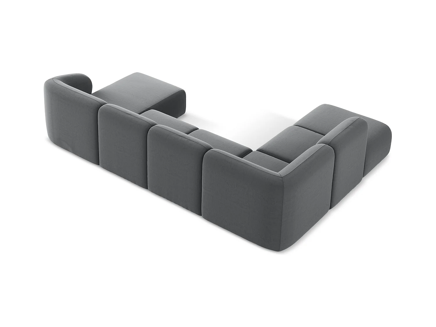 Große Wohnlandschaft Links - - Samt - Stahl - LANI