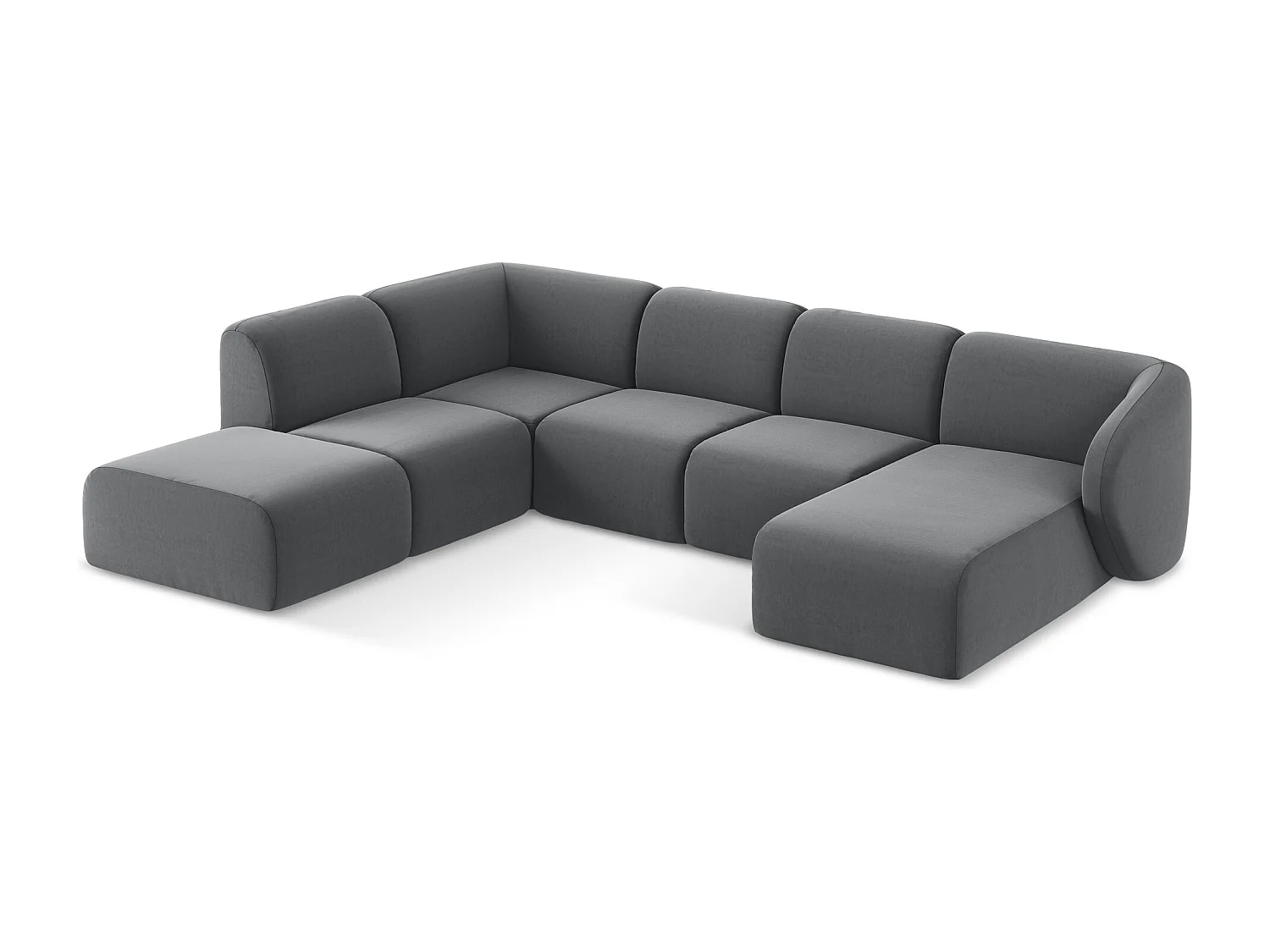 Sofa panoramiczna lewa - z tkaniny welwetowej - stalowy - LANI