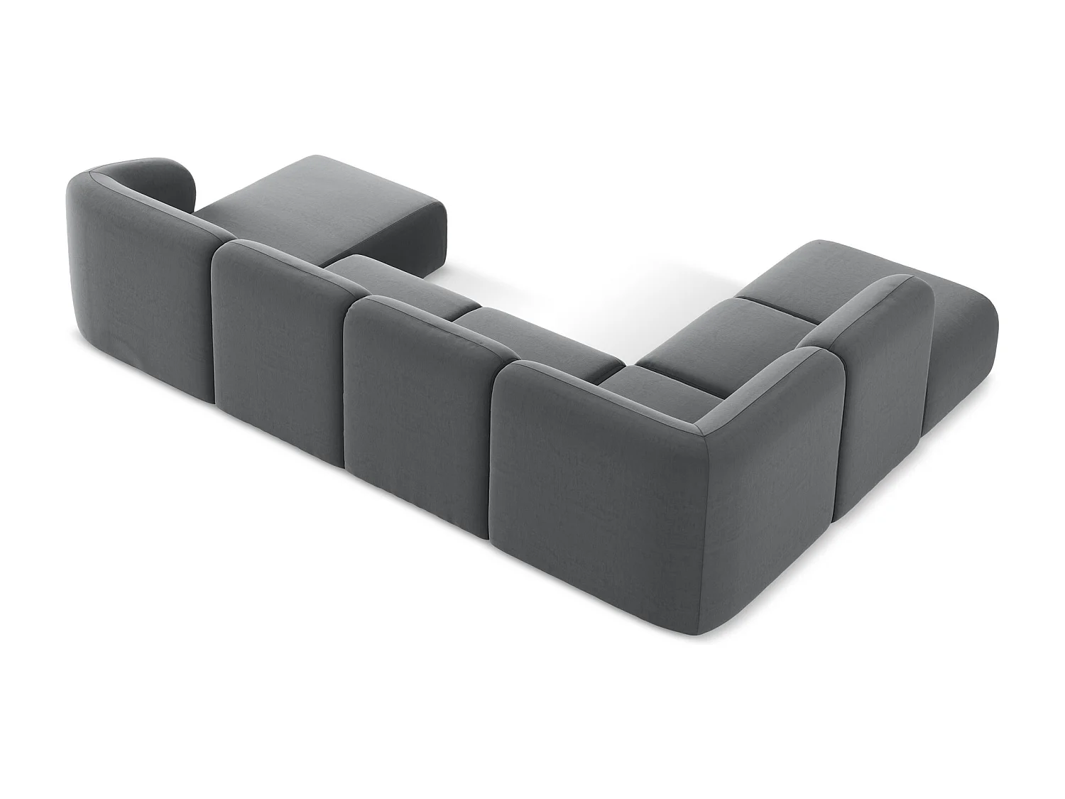 Sofa panoramiczna lewa - z tkaniny welwetowej - stalowy - LANI