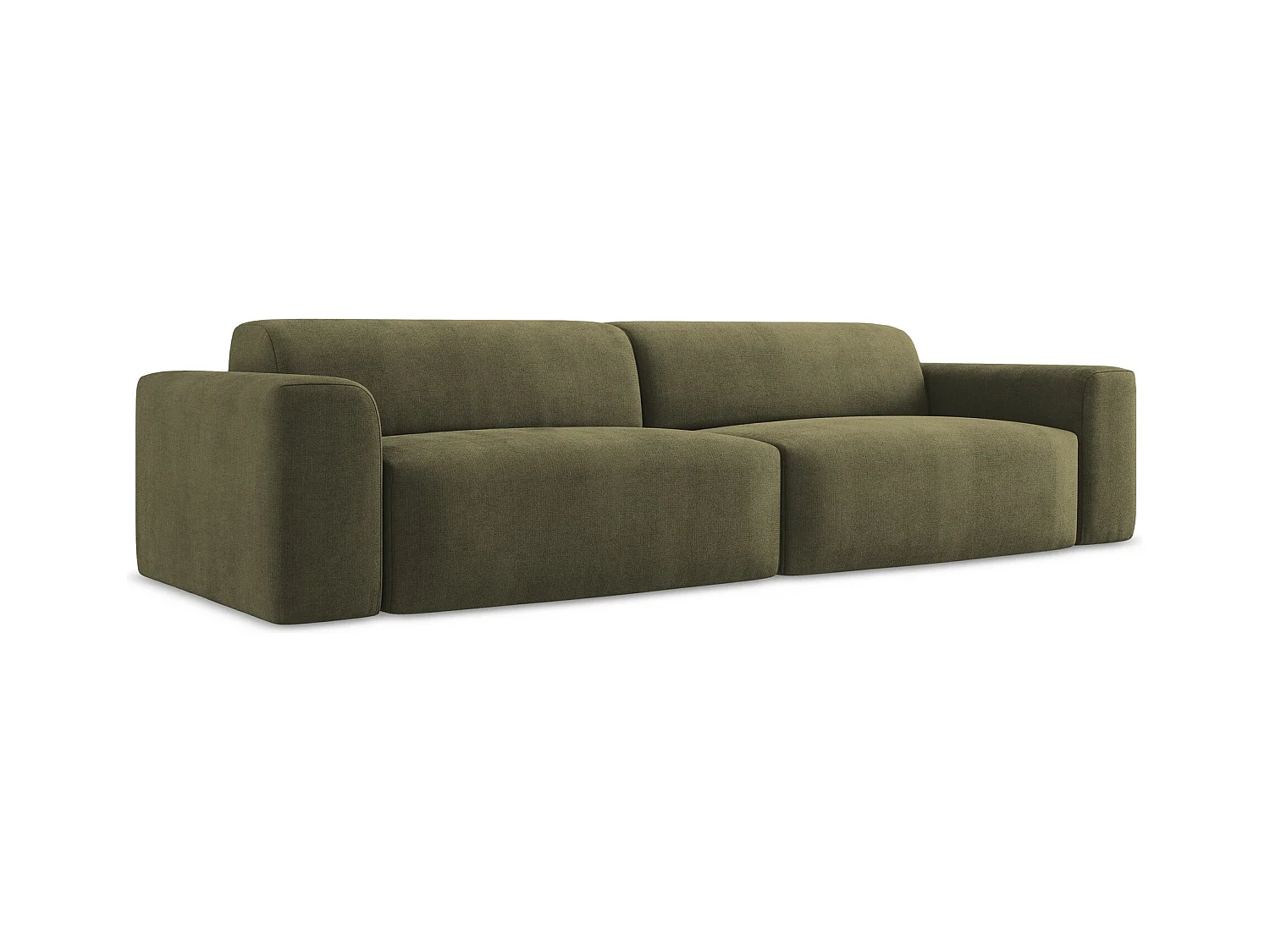 Canapé modulable 4 places en tissu texturé - olive - KELI