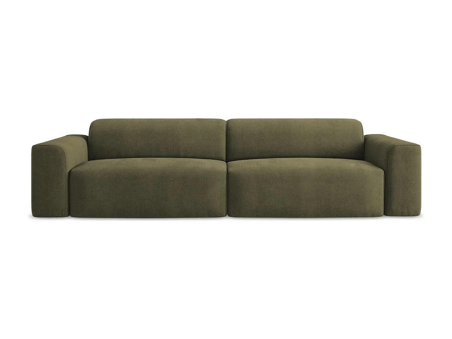 Canapé modulable 4 places en tissu texturé - olive - KELI