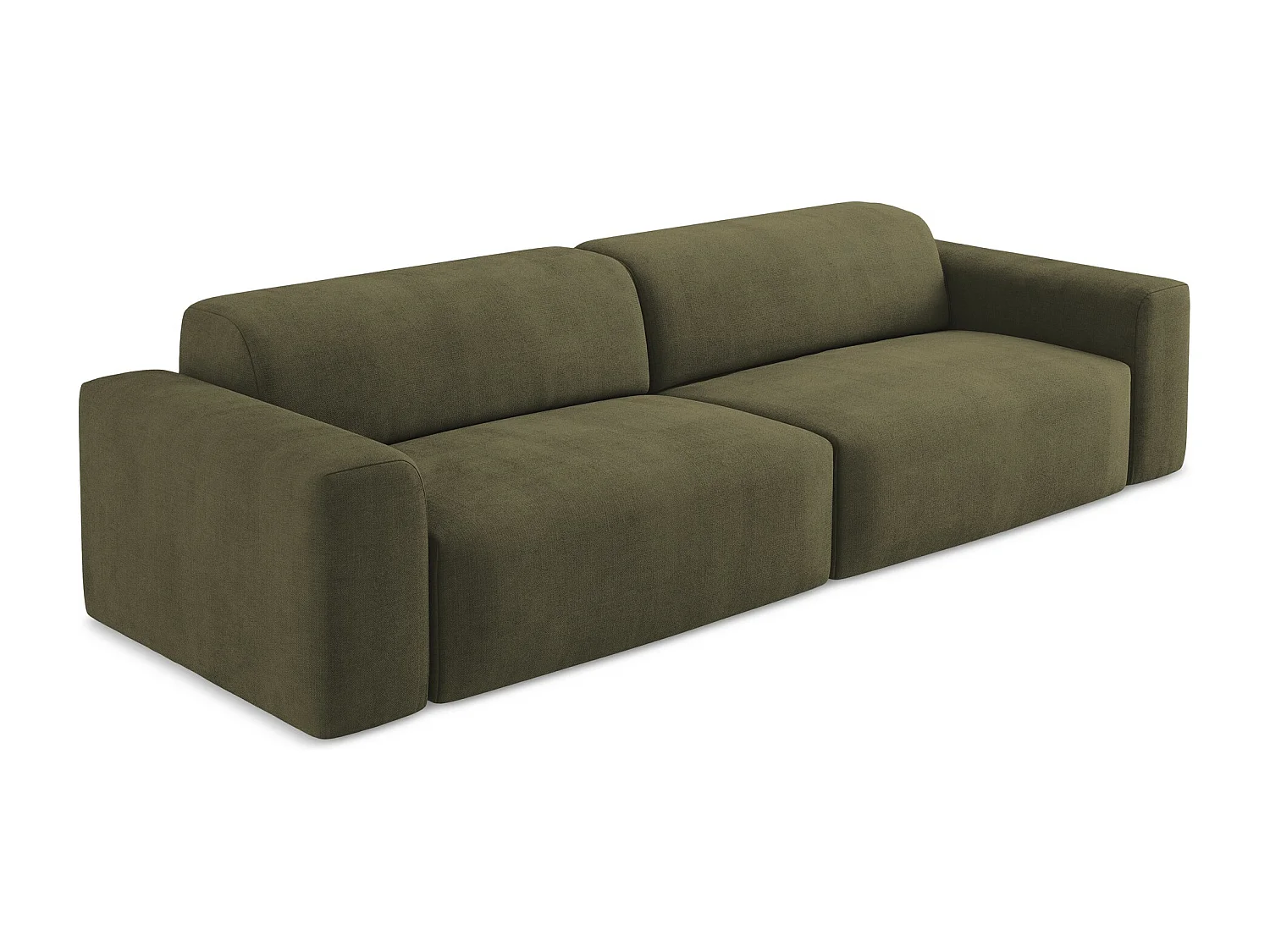 Canapé modulable 4 places en tissu texturé - olive - KELI