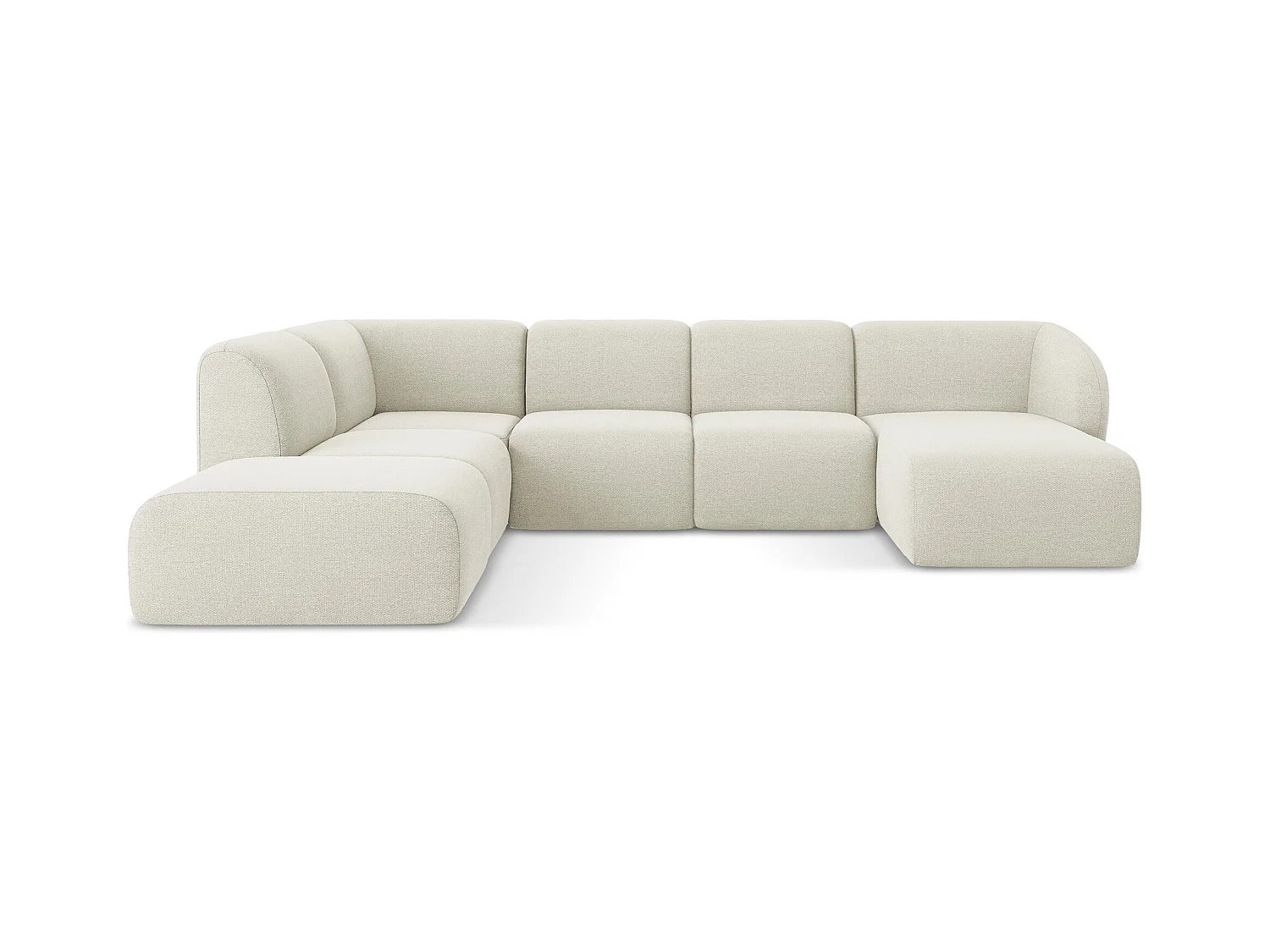 Sofa panoramiczna lewa - z tkaniny bouclé - piaskowy - LANI