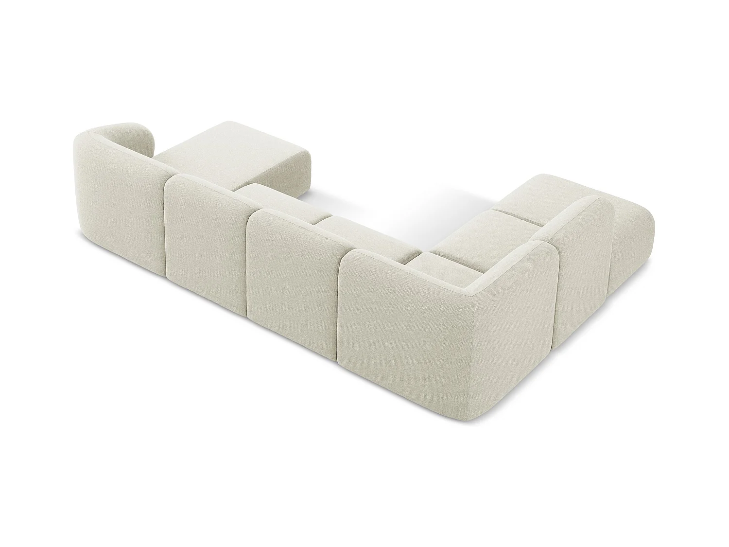 Sofa panoramiczna lewa - z tkaniny bouclé - piaskowy - LANI