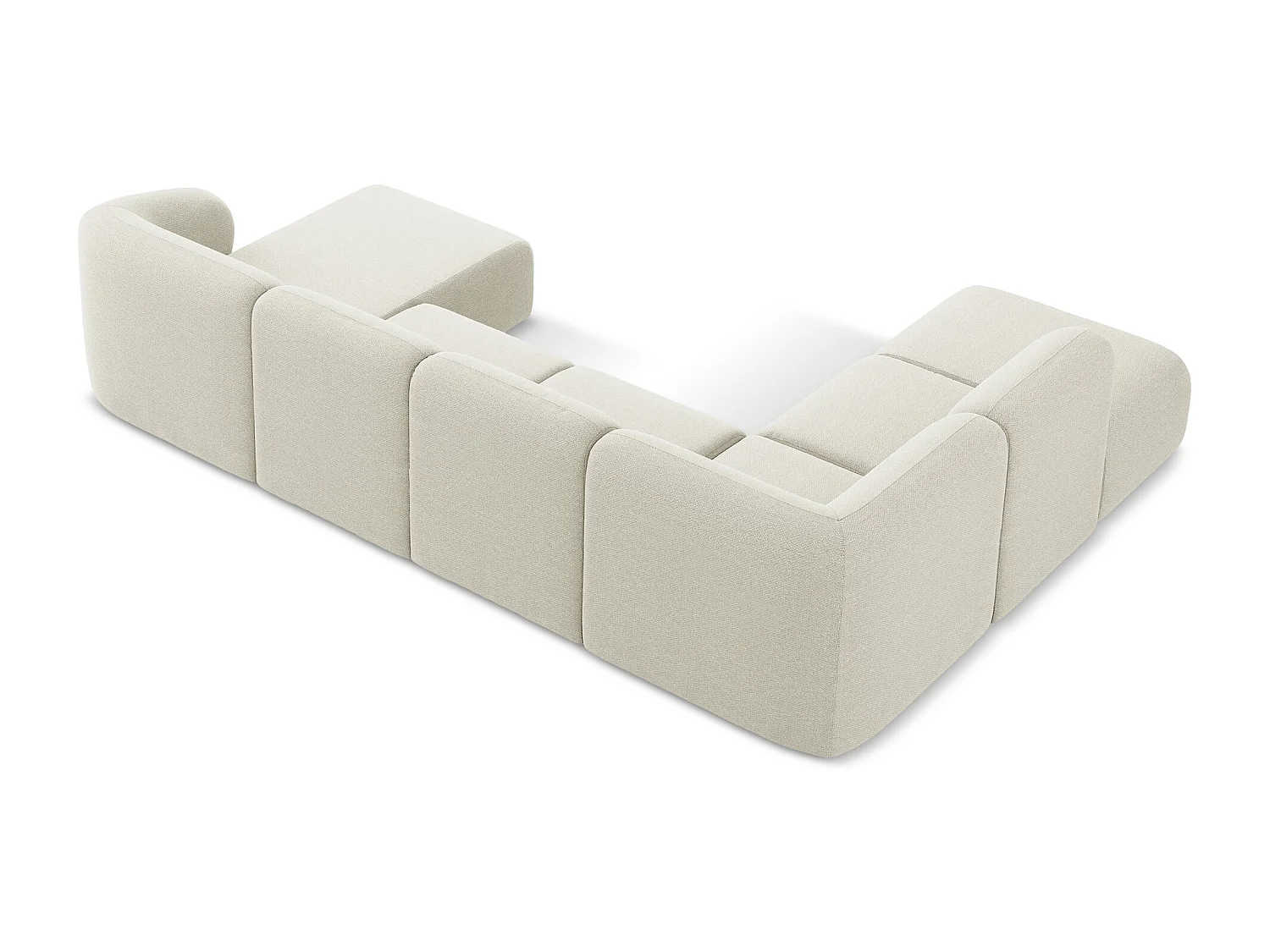 Canapé panoramique 5 places gauche en tissu bouclette - sable - LANI