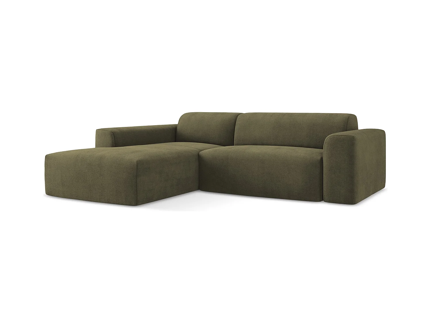 Canapé d'angle 3 places modulaire gauche en tissu texturé - olive - KELI
