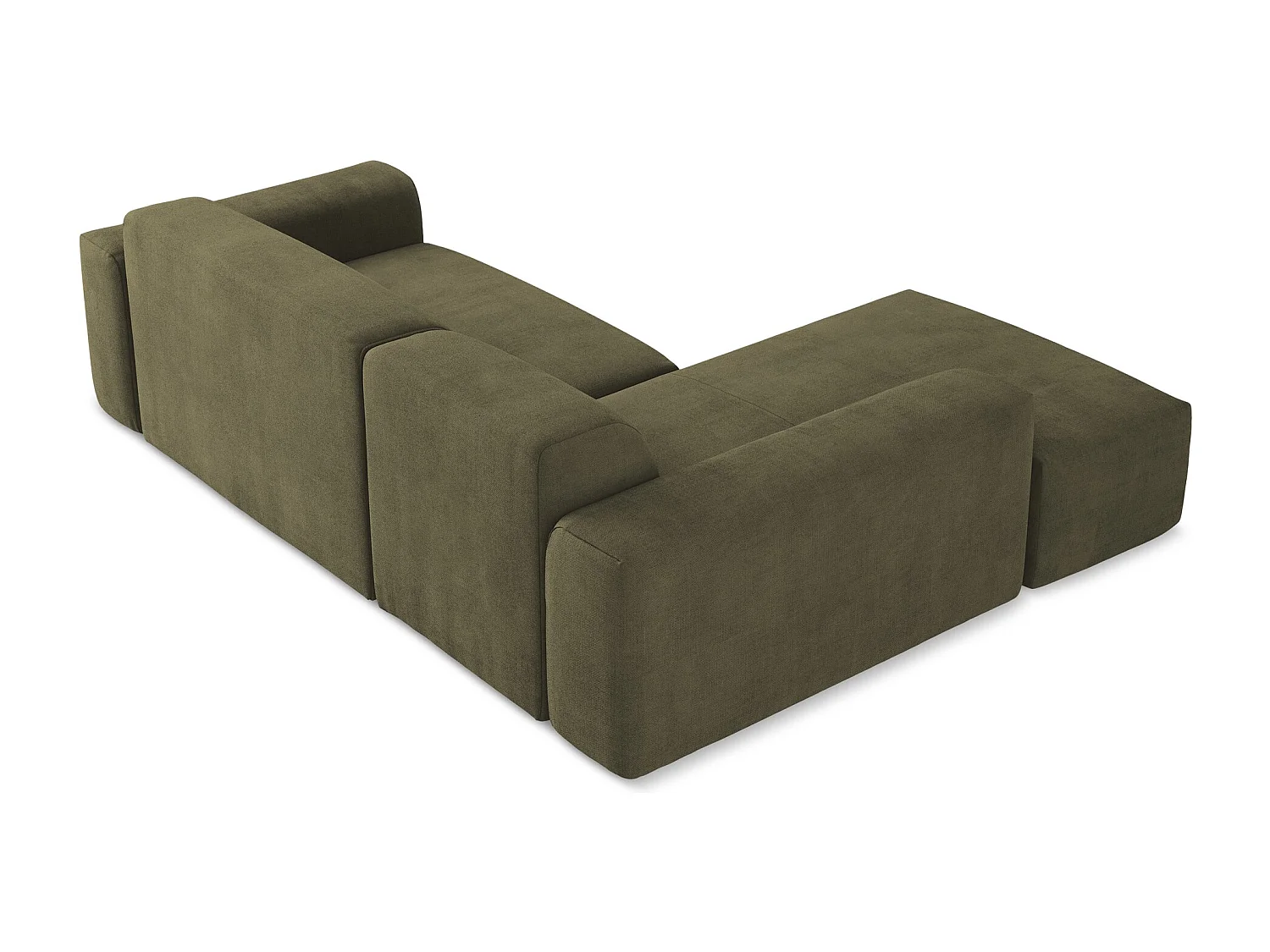 Sofá de canto modular esquerdo 3 lugares em tecido texturizado azeitona - KELI