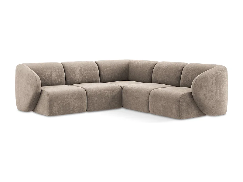 Canapé d'angle 4 places modulaire en tissu chenille - beige foncé - LANI
