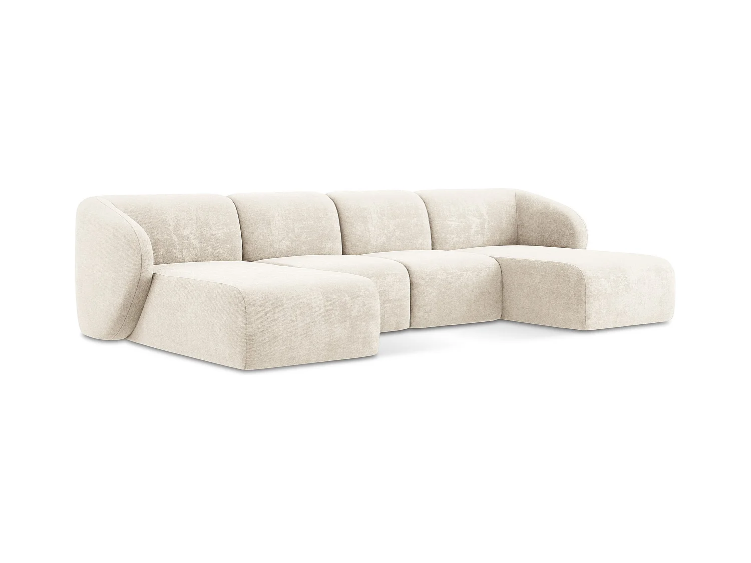 Große Wohnlandschaft - - Chenille - Hell beige - LANI